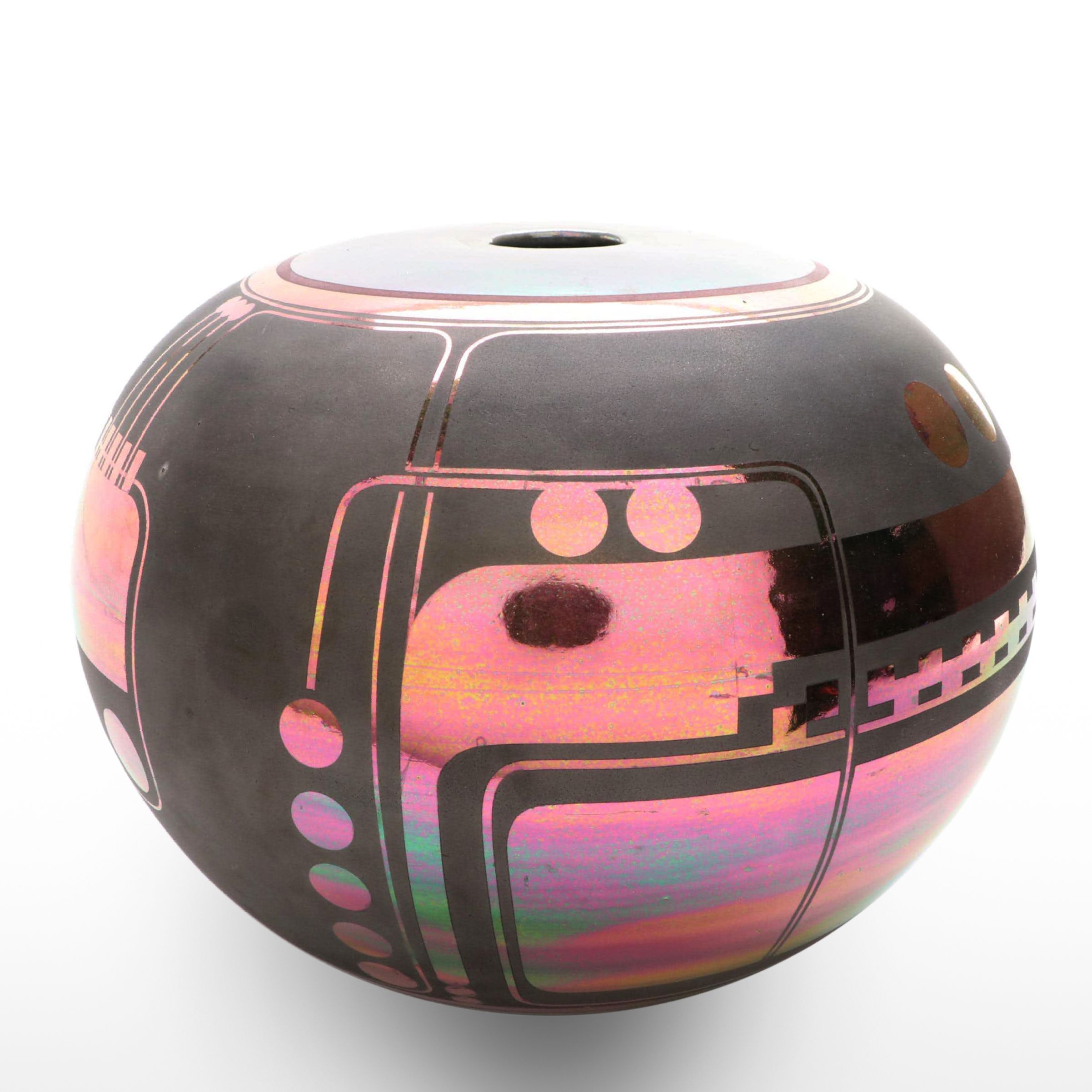 Iridescent Modern Signed Art Pottery Vase, 1989