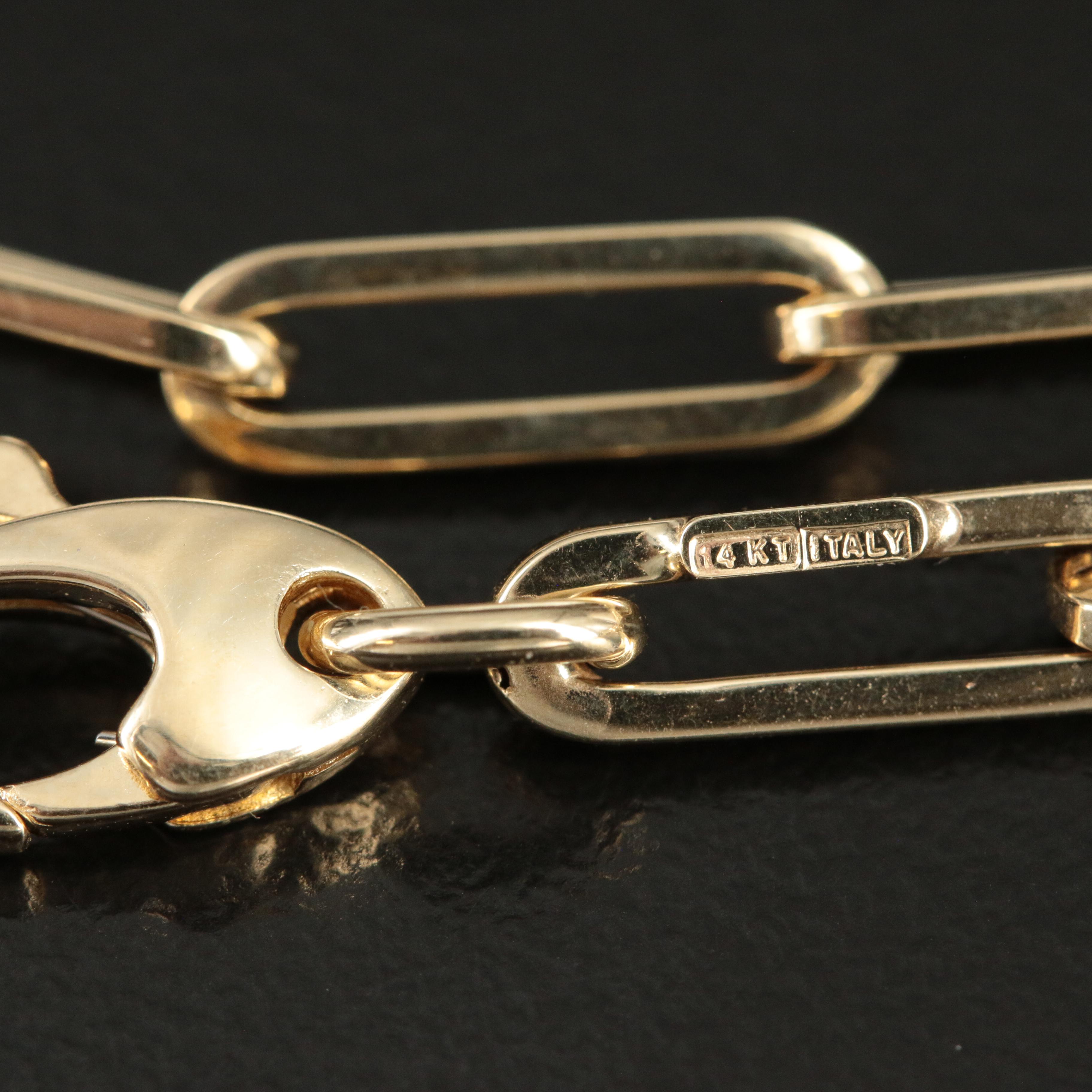 14K Paper Clip Link Necklace