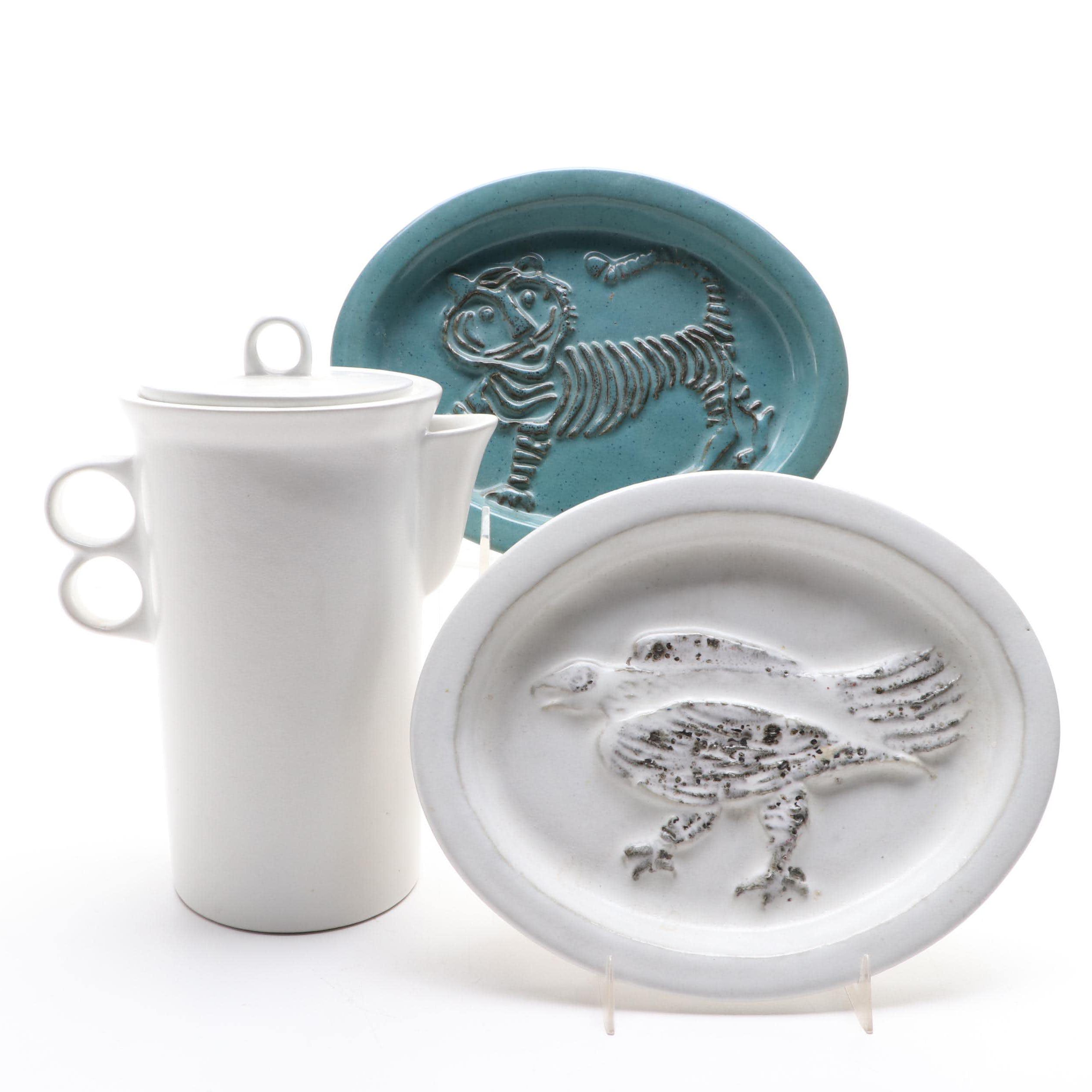 Bennington Pottery Ceramic Platters and Coffee Pot