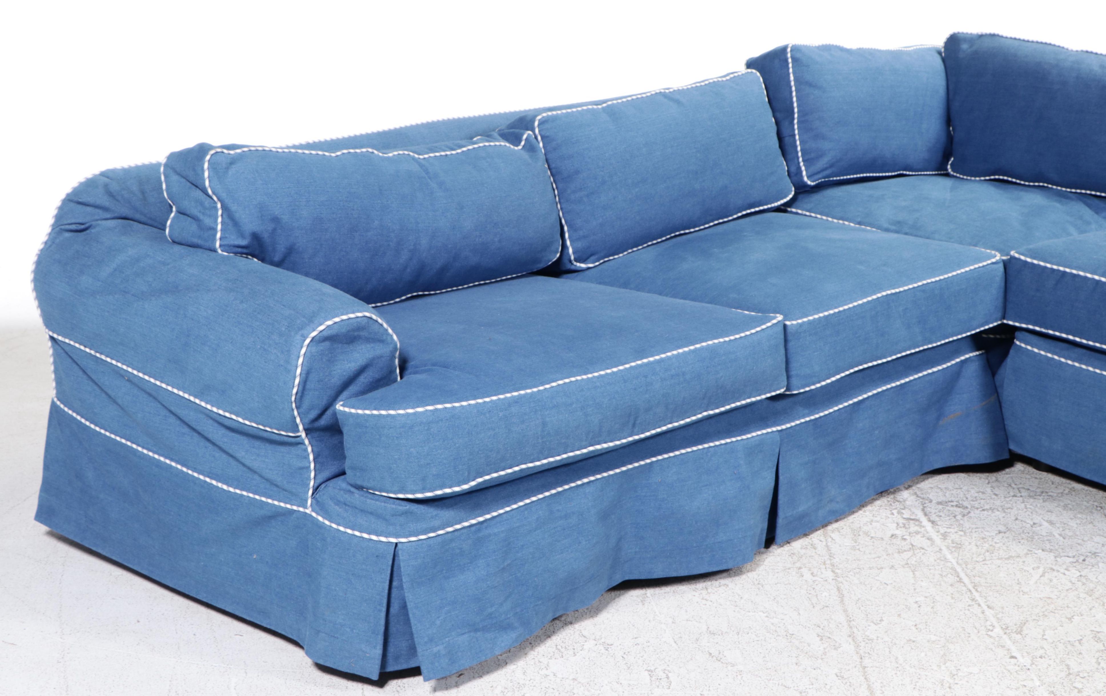 Preview Furniture for Beacon Hill  Denim-Slipcovered Sectional Sofa