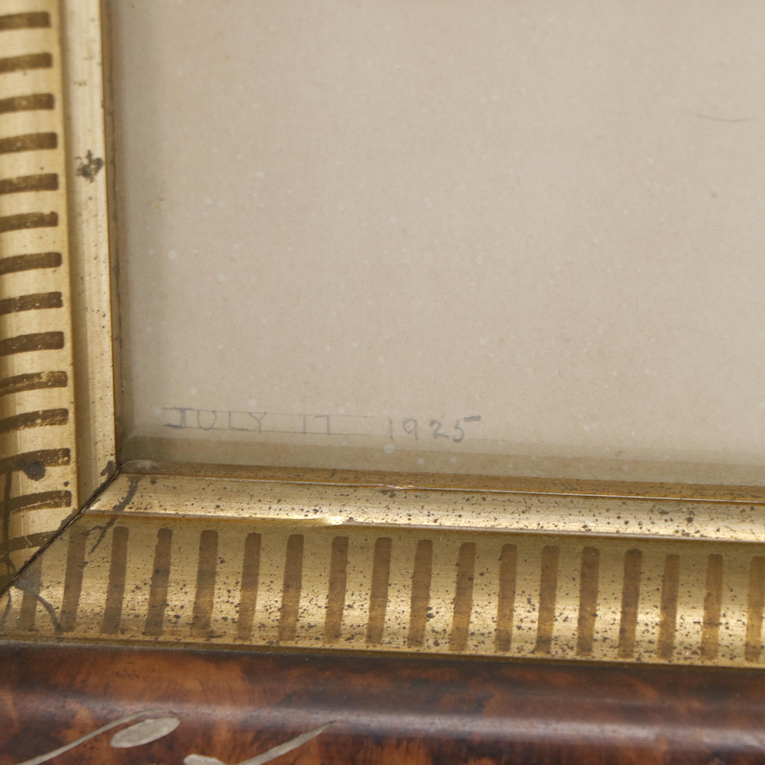 Hazel Wiswall Graphite Drawing of Outbuildings and Tree, 1925