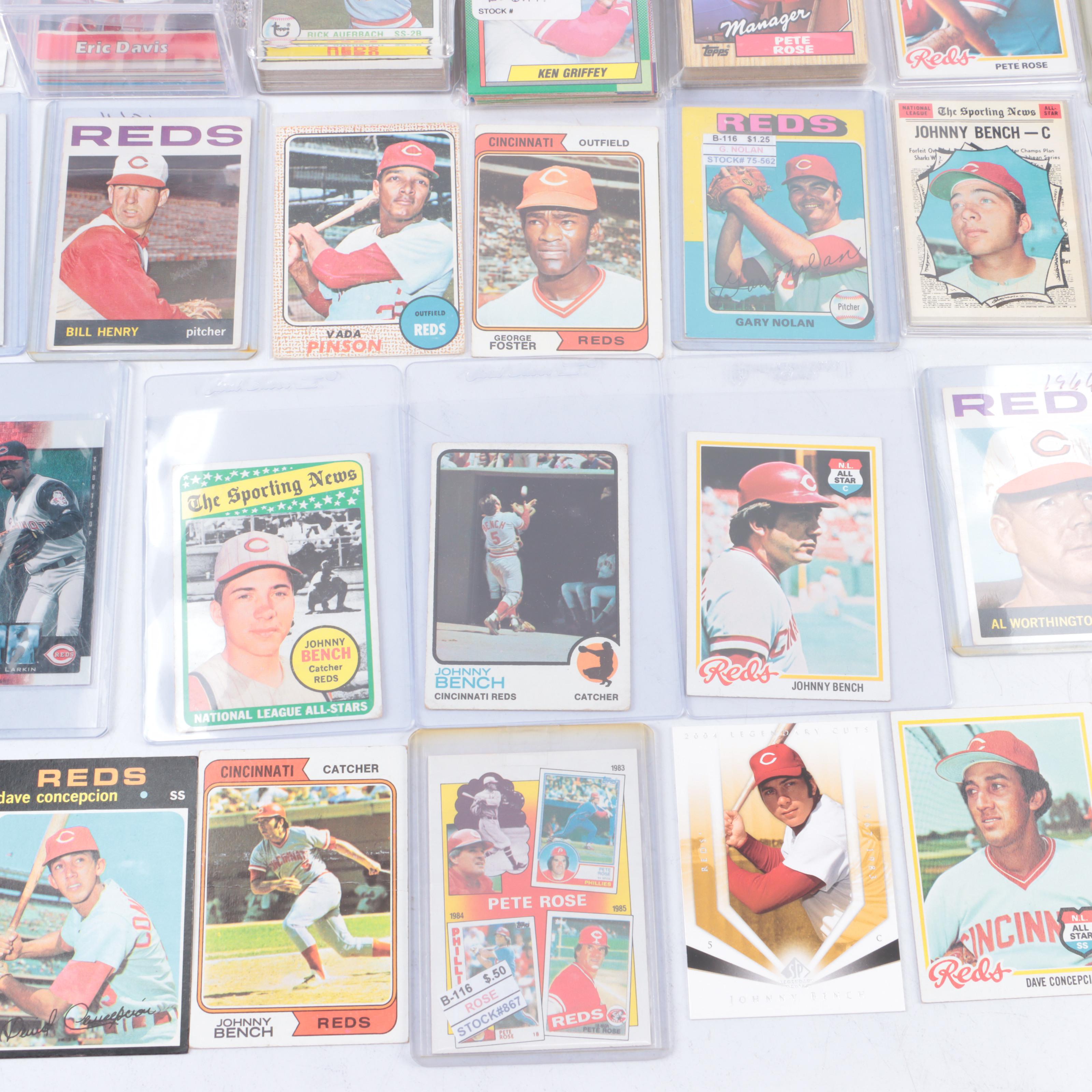 Cincinati Reds Baseball Card Collection with Johnny Bench and More, 1960s–2000s