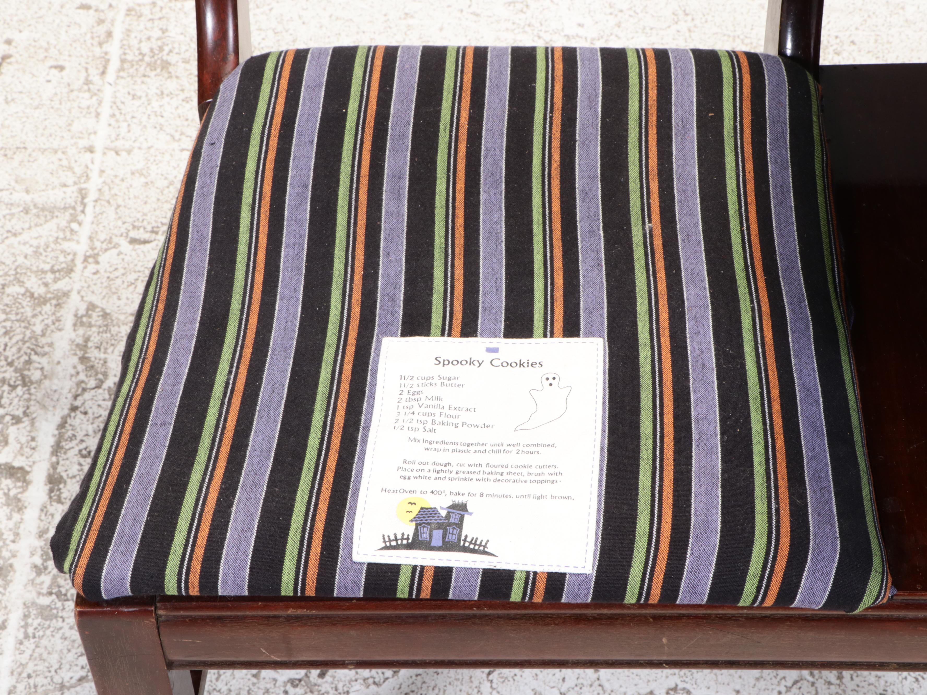 Classical Style Mahogany and Custom-Upholstered Telephone Bench