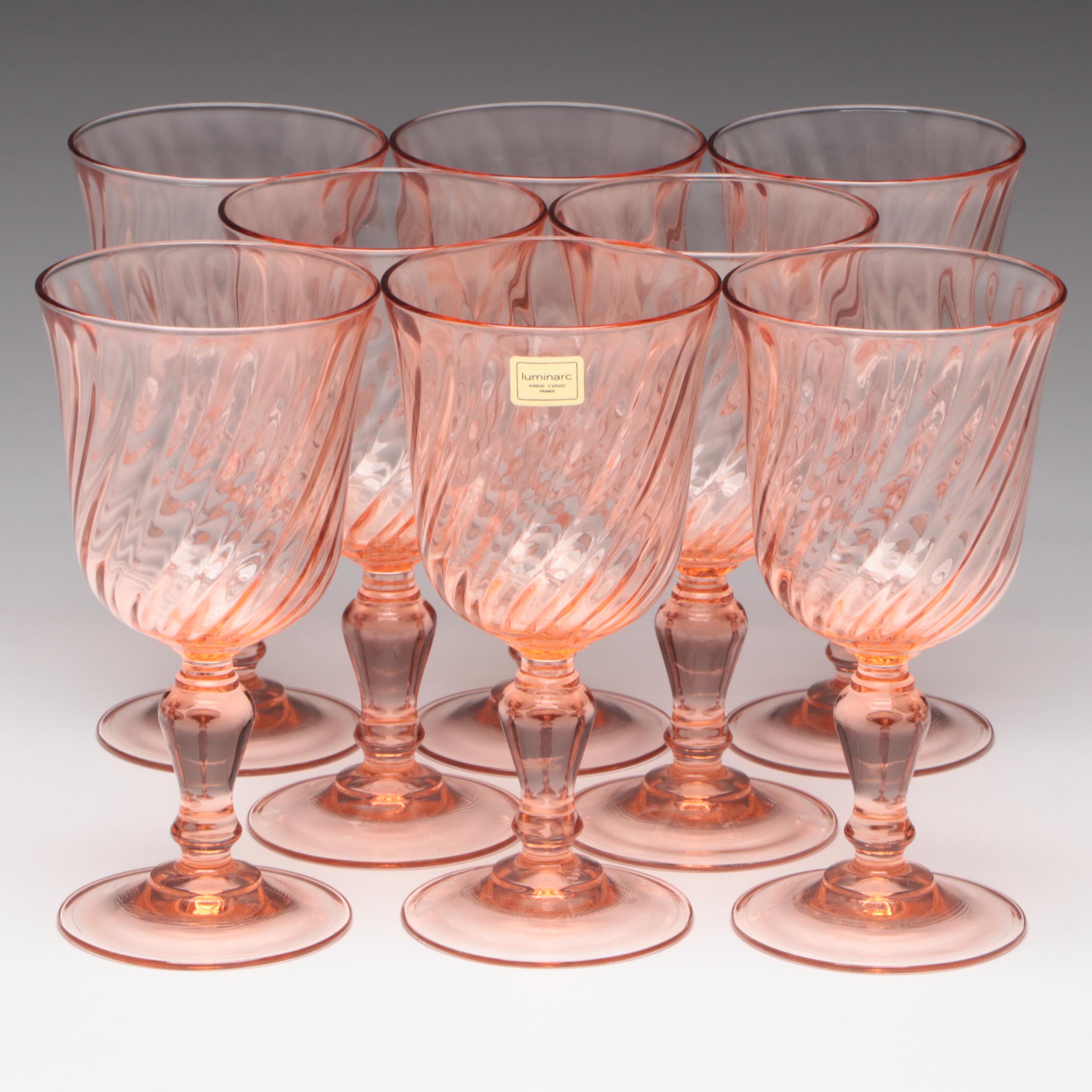 Cristal d'Arques-Durand Luminarc "Rosaline" Pink Swirl Wine Glasses