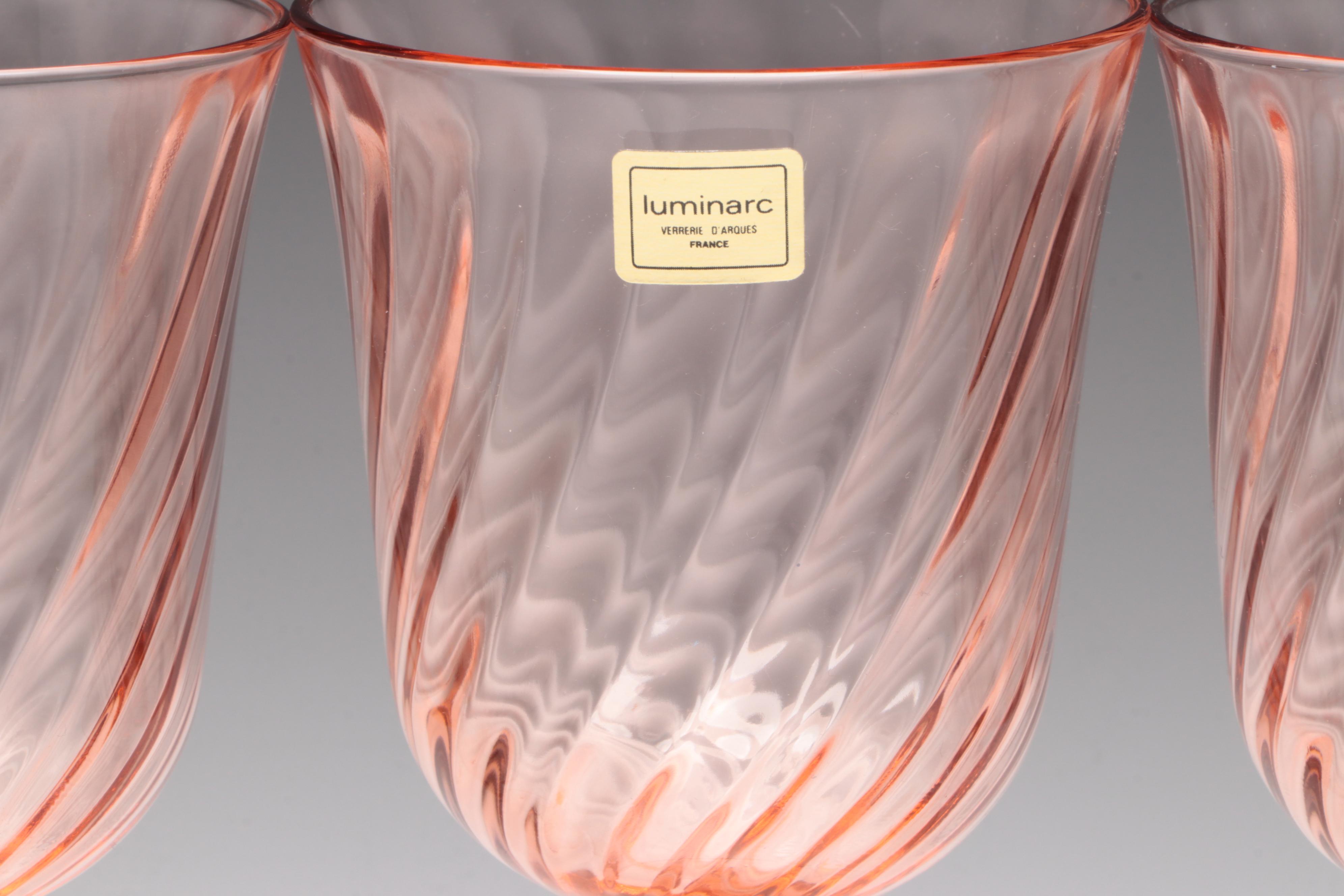 Cristal d'Arques-Durand Luminarc "Rosaline" Pink Swirl Wine Glasses