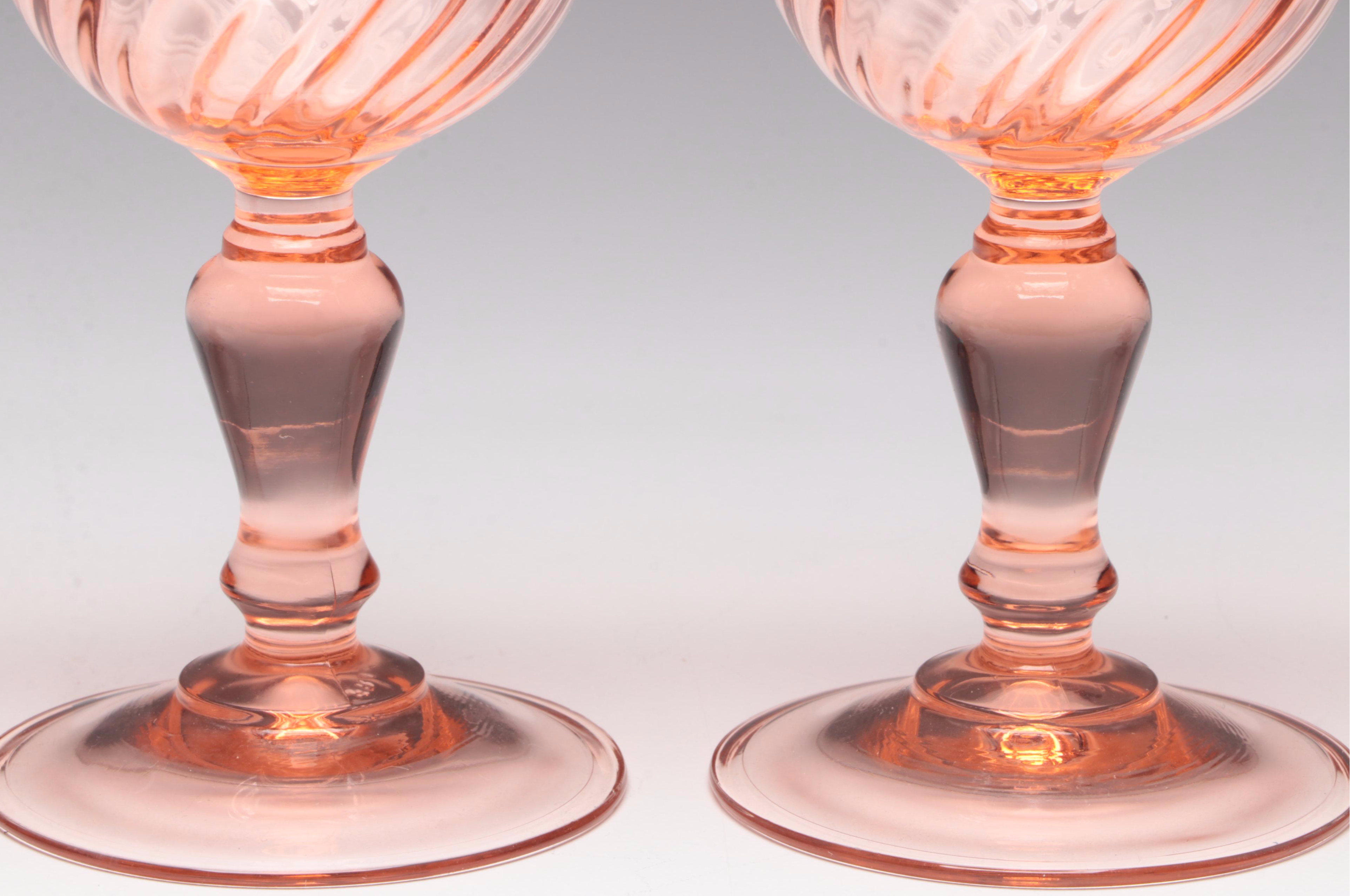 Cristal d'Arques-Durand Luminarc "Rosaline" Pink Swirl Wine Glasses