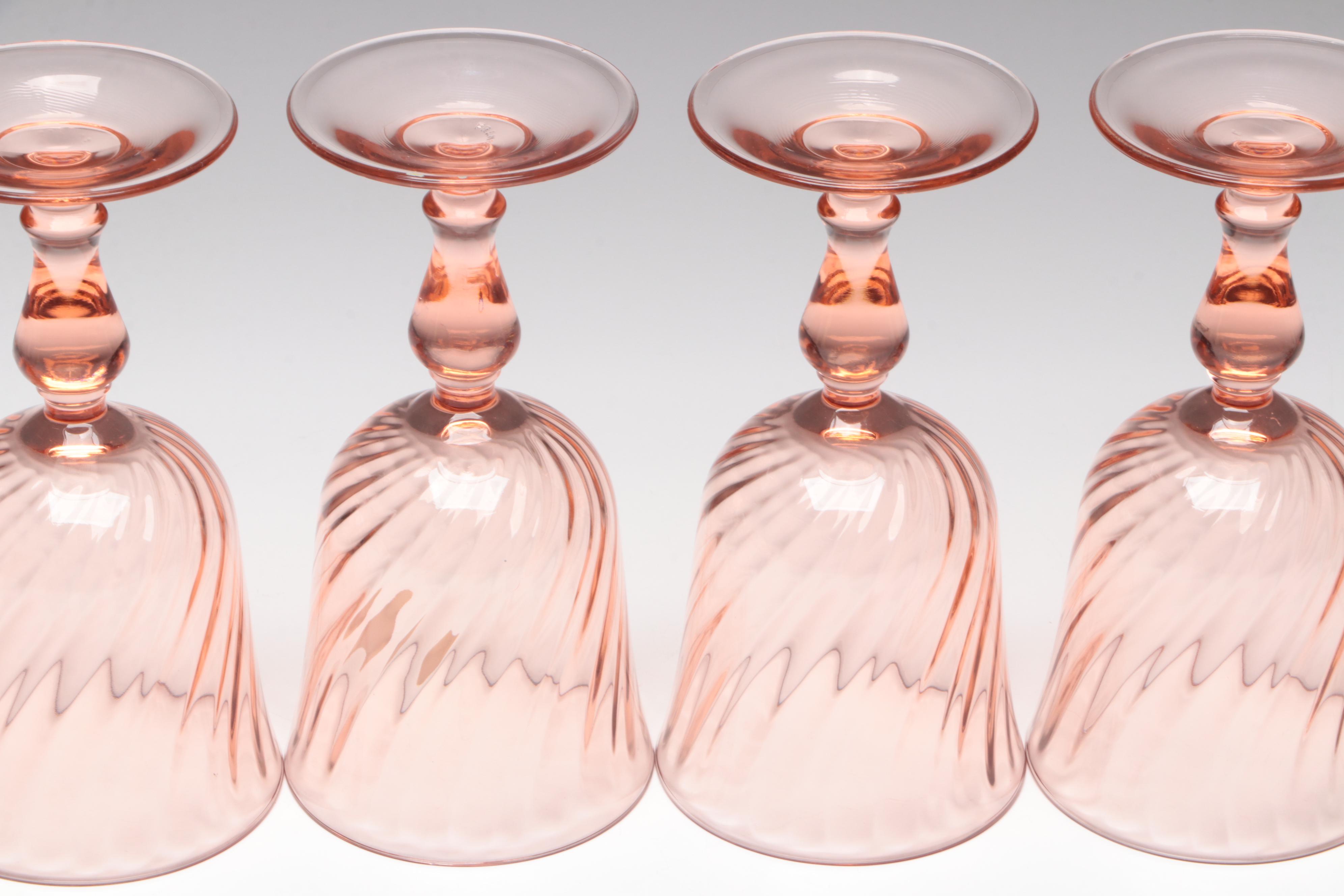 Cristal d'Arques-Durand Luminarc "Rosaline" Pink Swirl Wine Glasses
