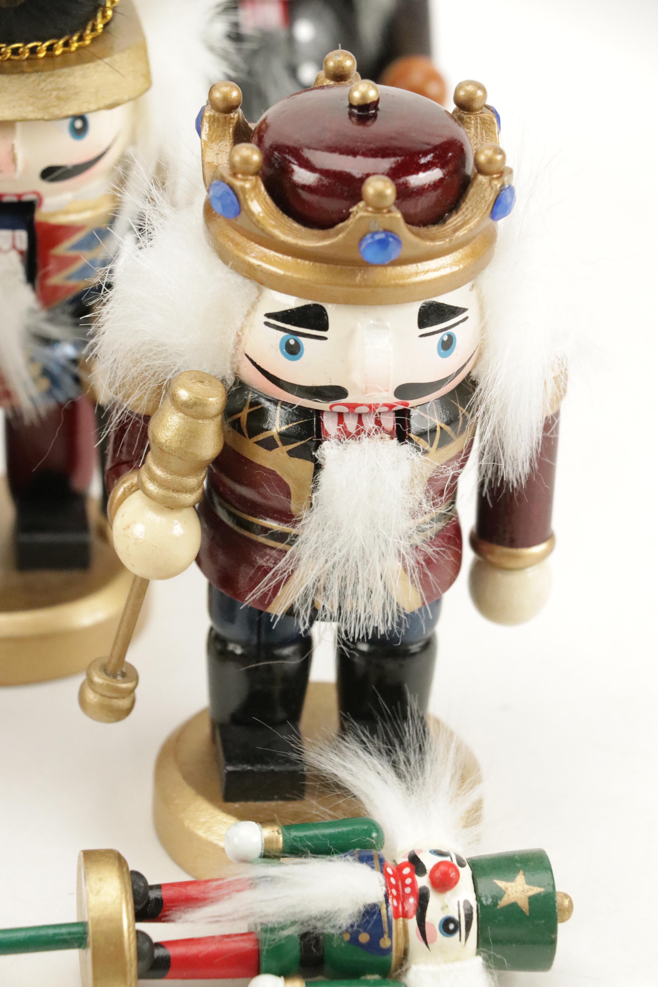 Miniature Nutcracker Figurines with Nutcracker Swizzle Sticks
