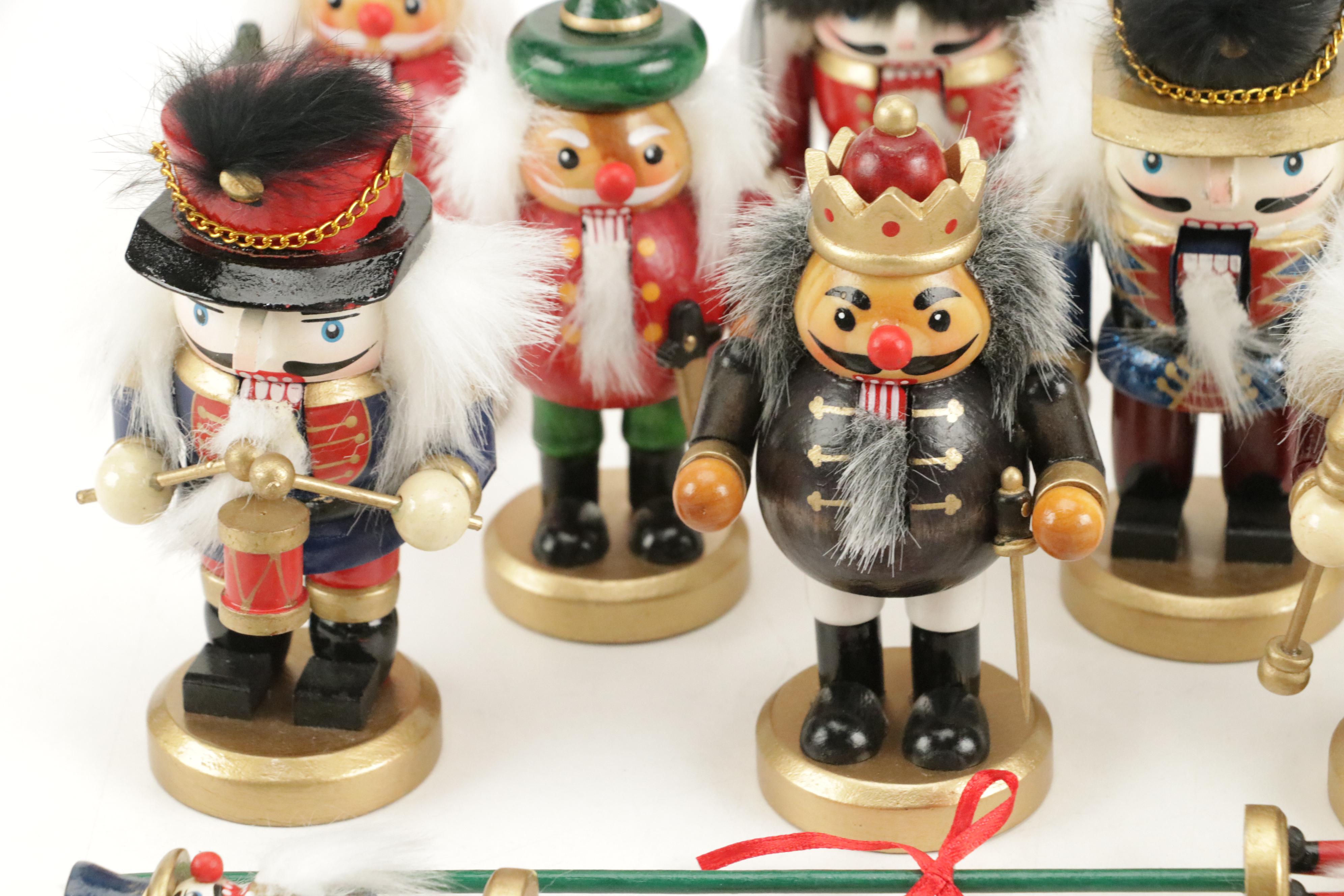 Miniature Nutcracker Figurines with Nutcracker Swizzle Sticks