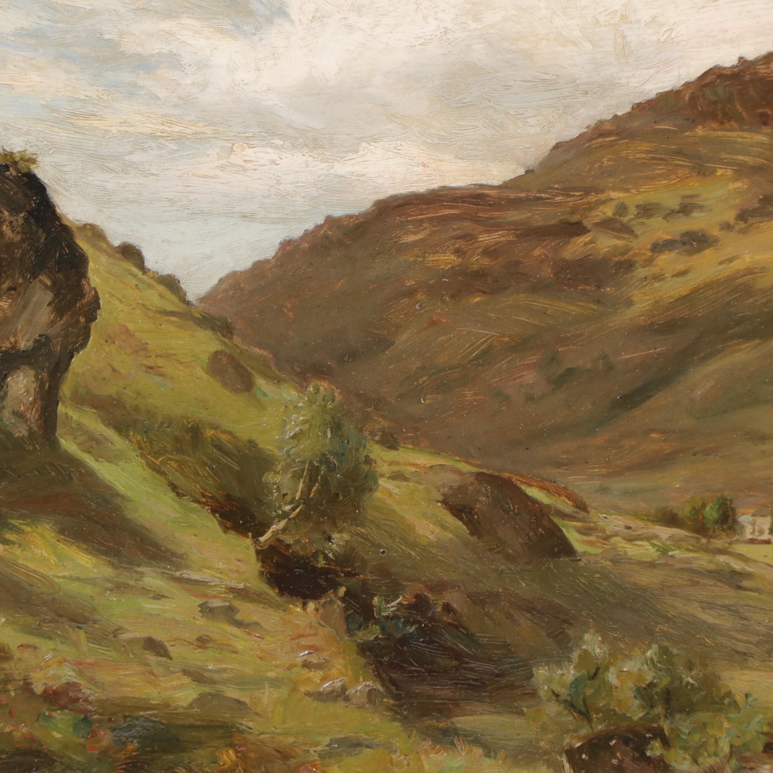 James Kinnear Oil Painting Landscape with Hills and Stream