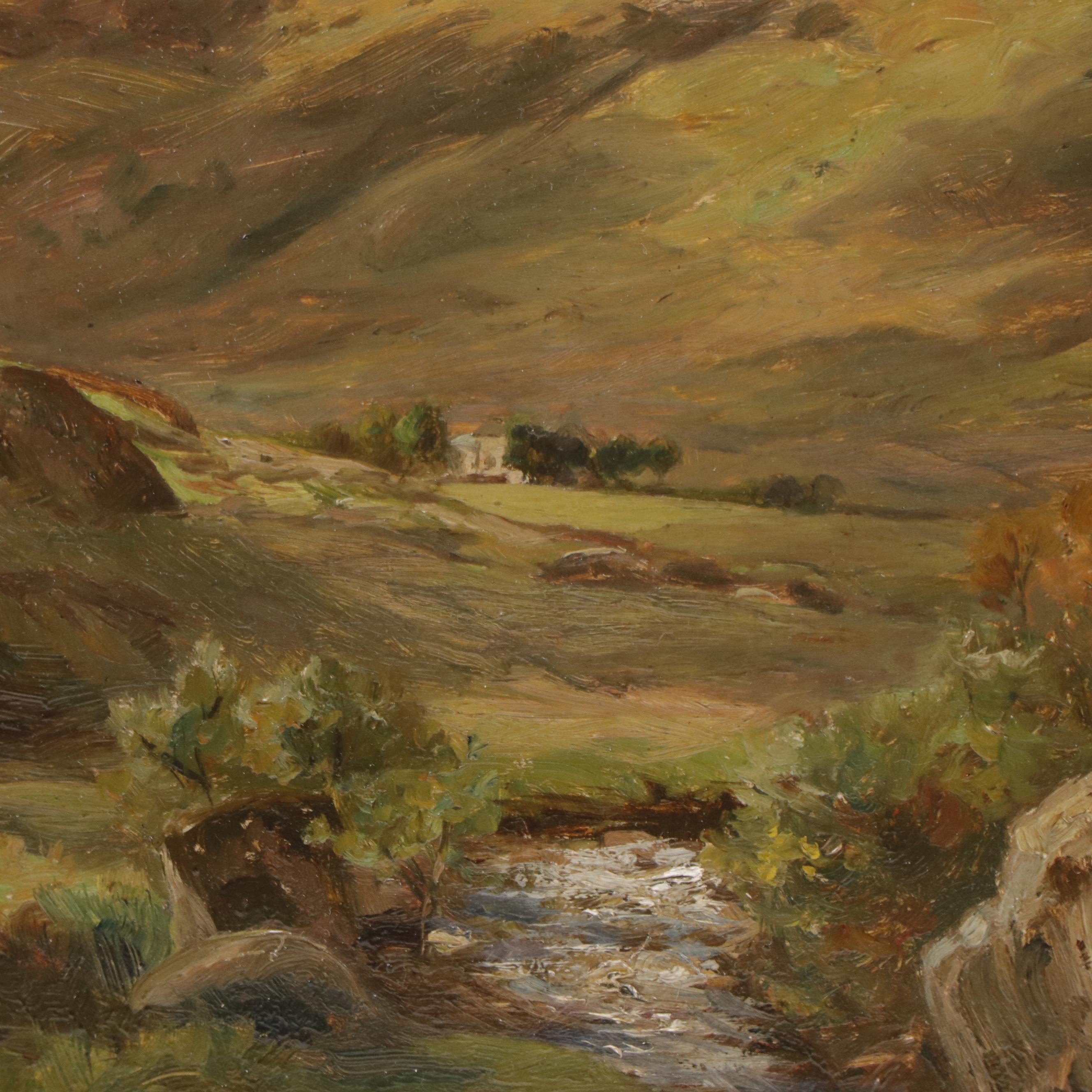 James Kinnear Oil Painting Landscape with Hills and Stream