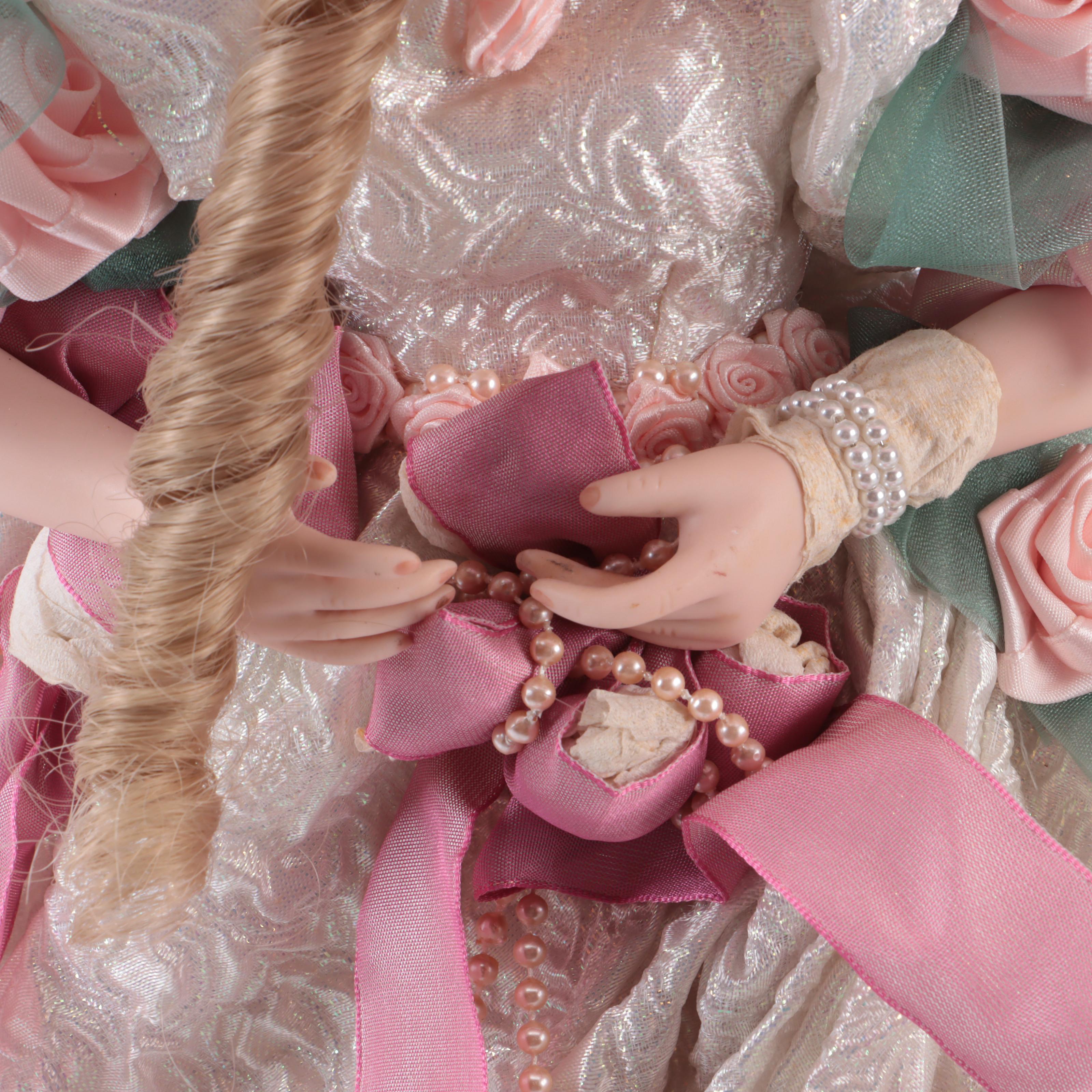 Franklin Heirloom Maryse Nicole "Blushing Rose" Porcelain Doll with Other Dolls