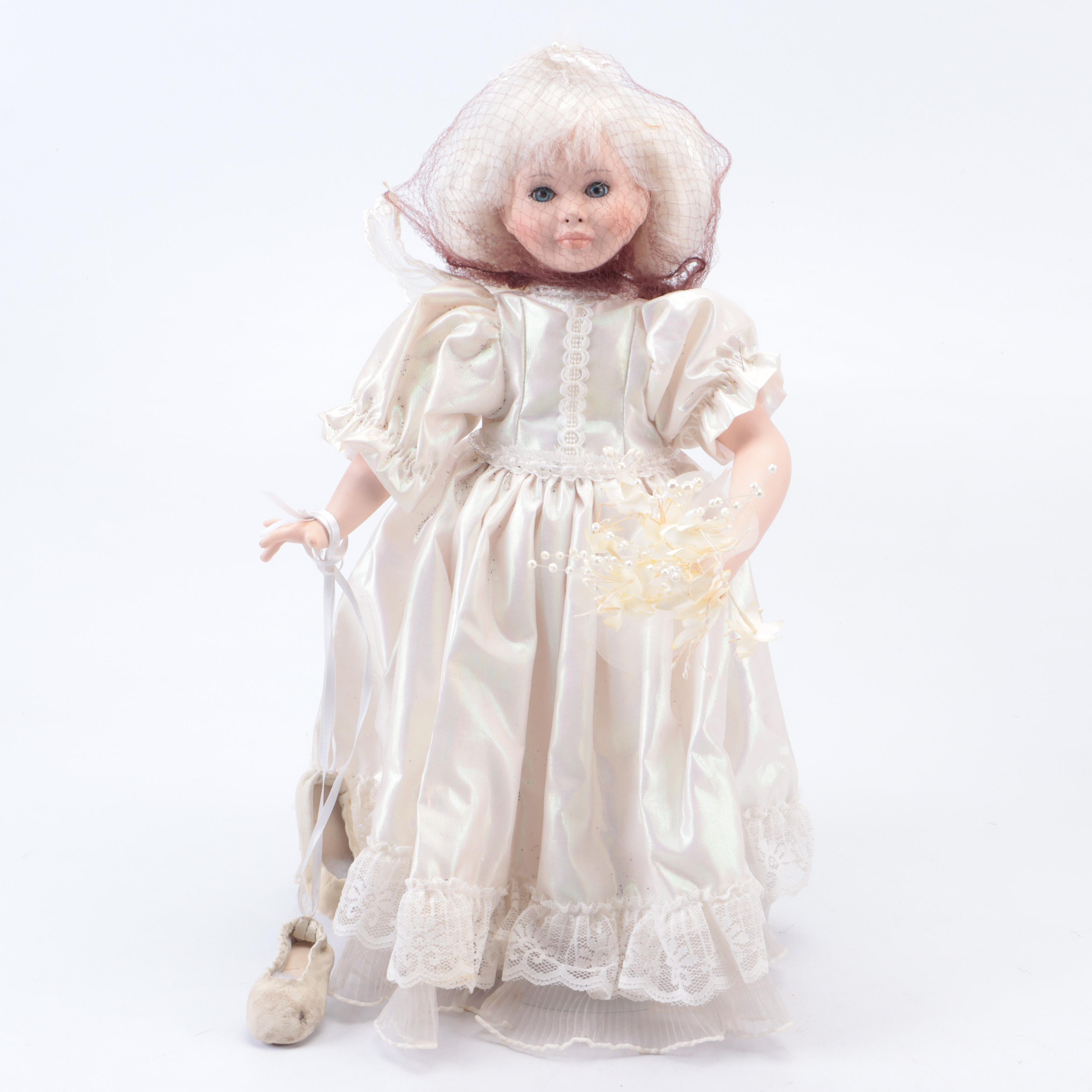 Franklin Heirloom Maryse Nicole "Blushing Rose" Porcelain Doll with Other Dolls