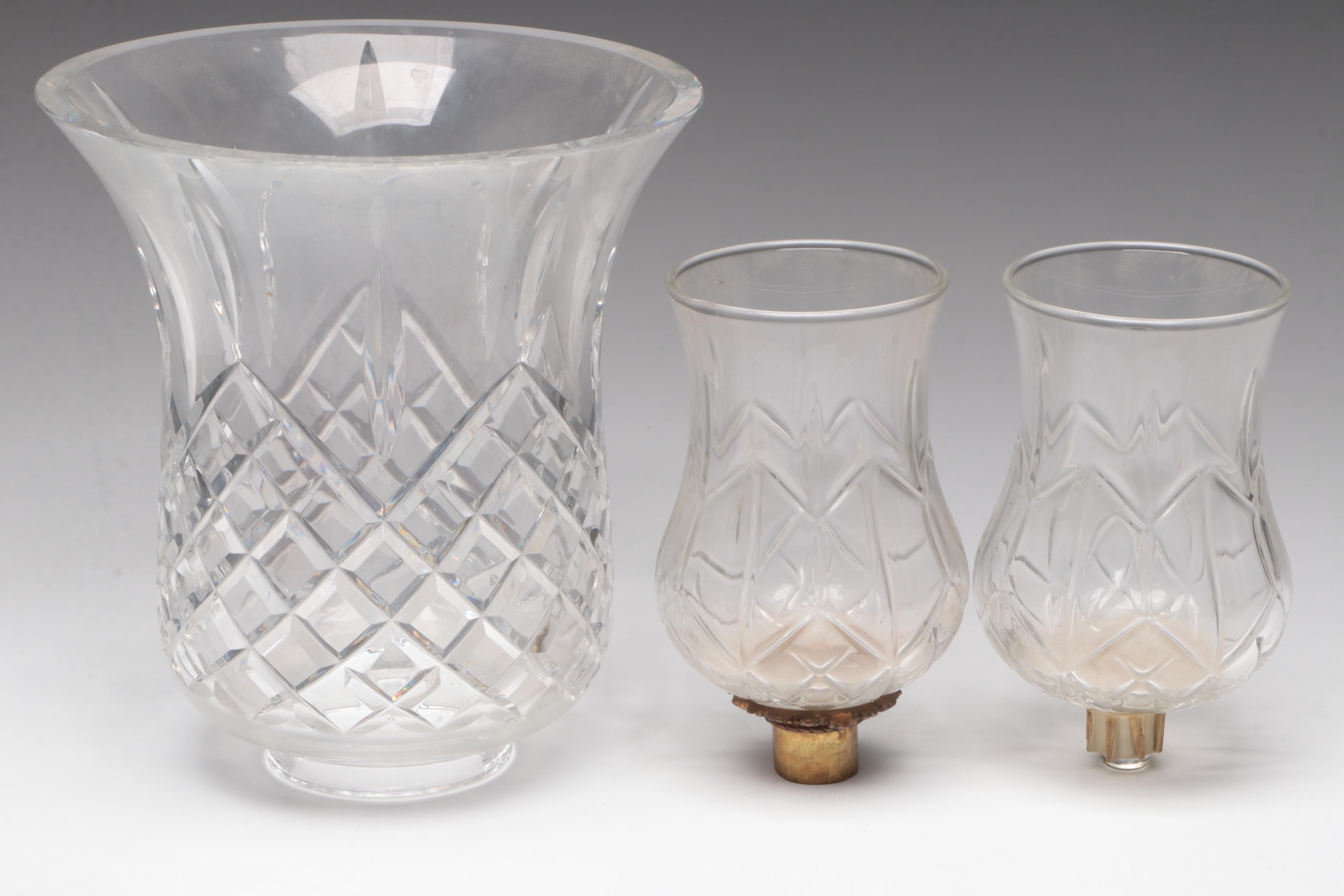 Ruby Red Satin Glass Lamp Shade with Other Hurricane Lamp Shades