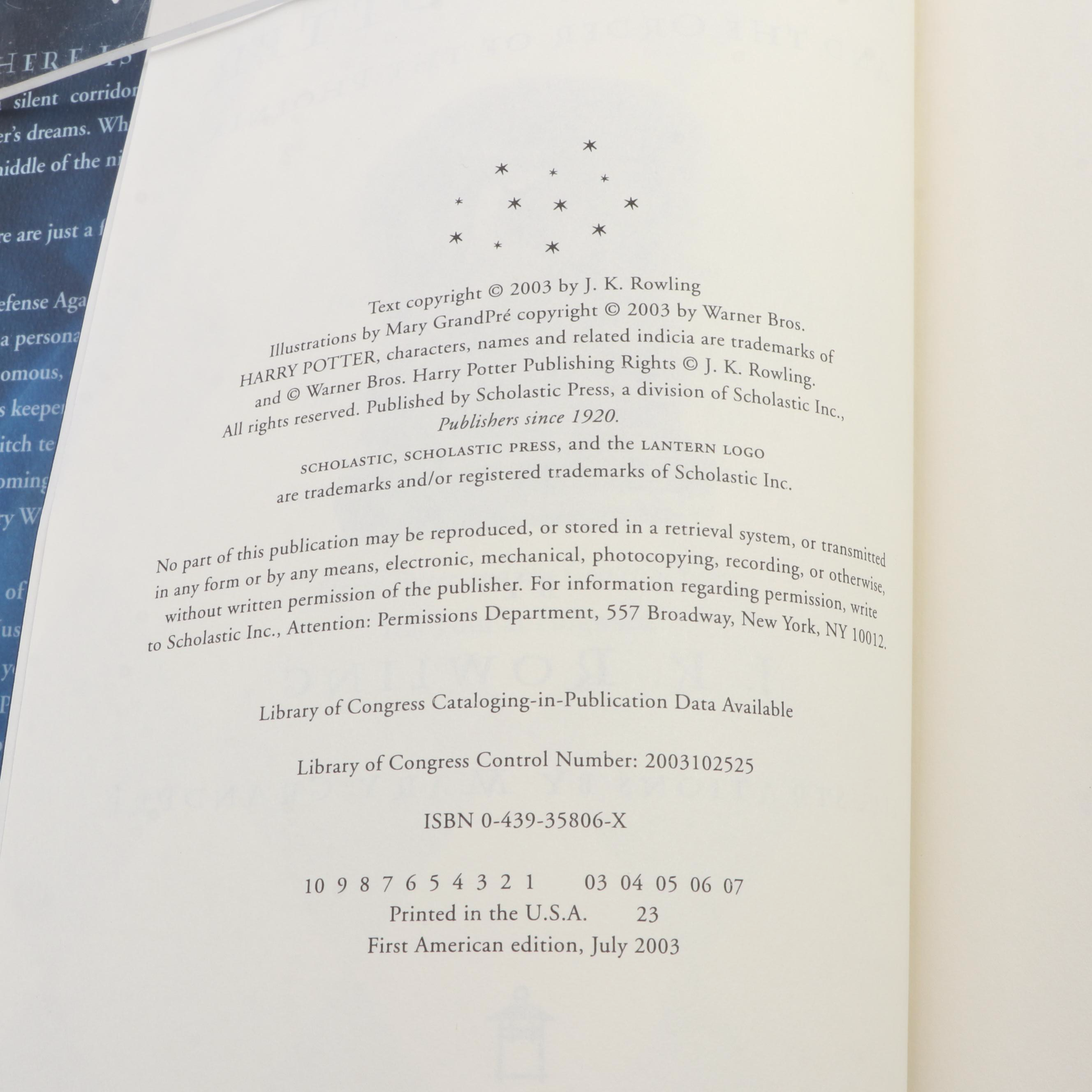 Rowling Full “Harry Potter” Set, First American Edition with Six First Printings