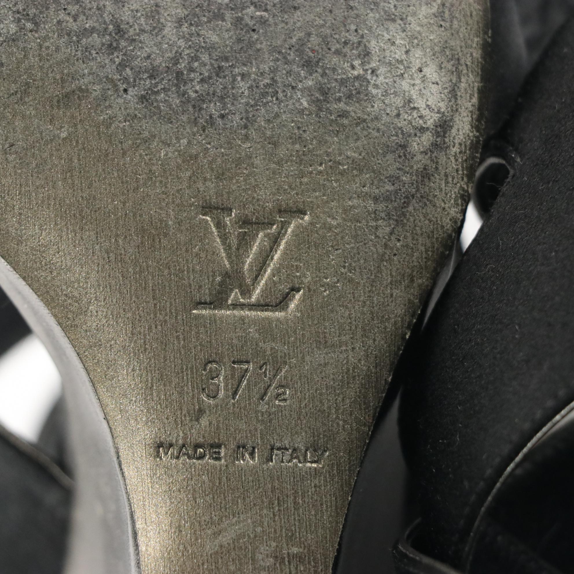 Louis Vuitton Satin Cross Strap Peep-Toe Slingback Wedges