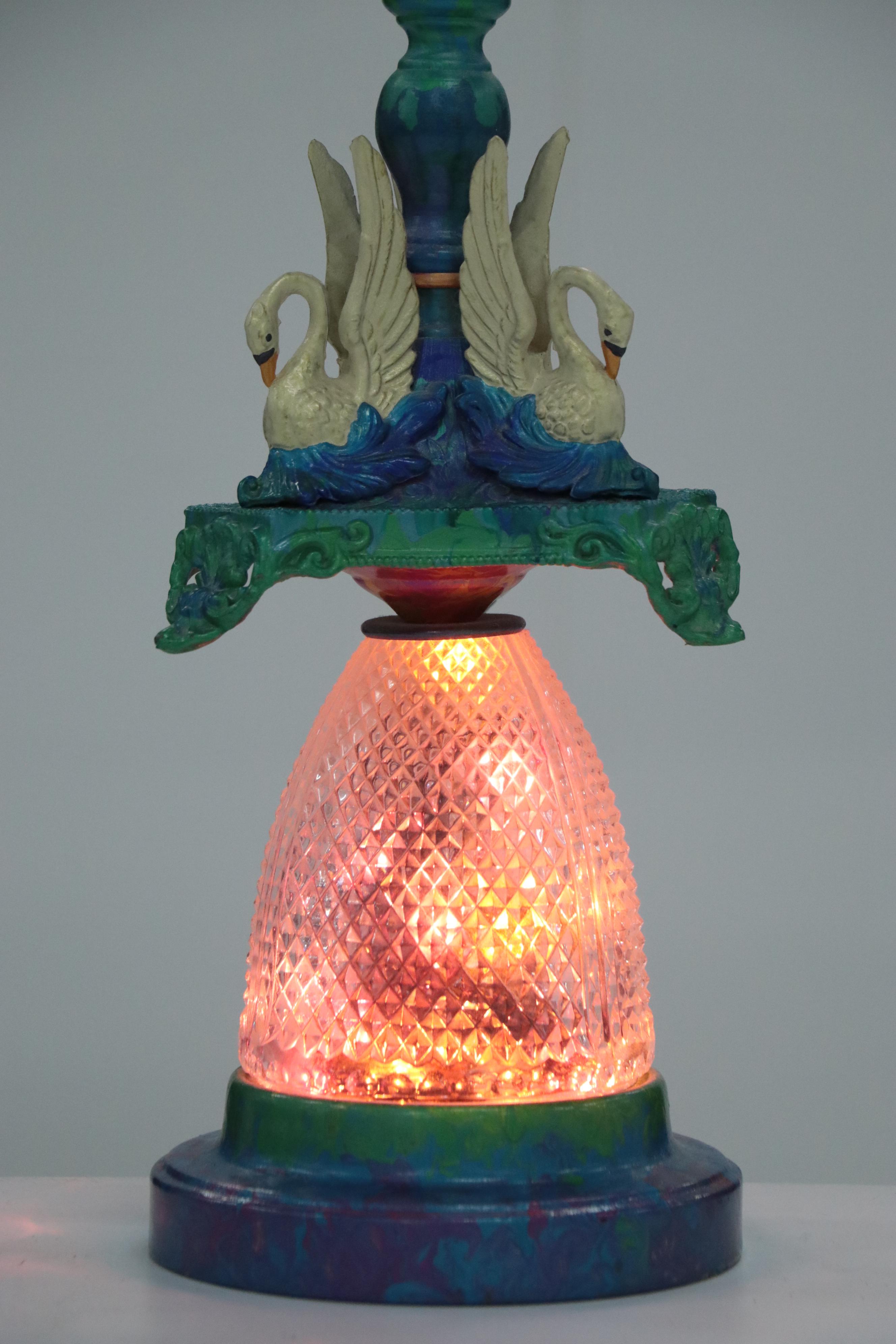 Alden Willard Cole Hand-Painted Multicolor Torchiere Table Lamp