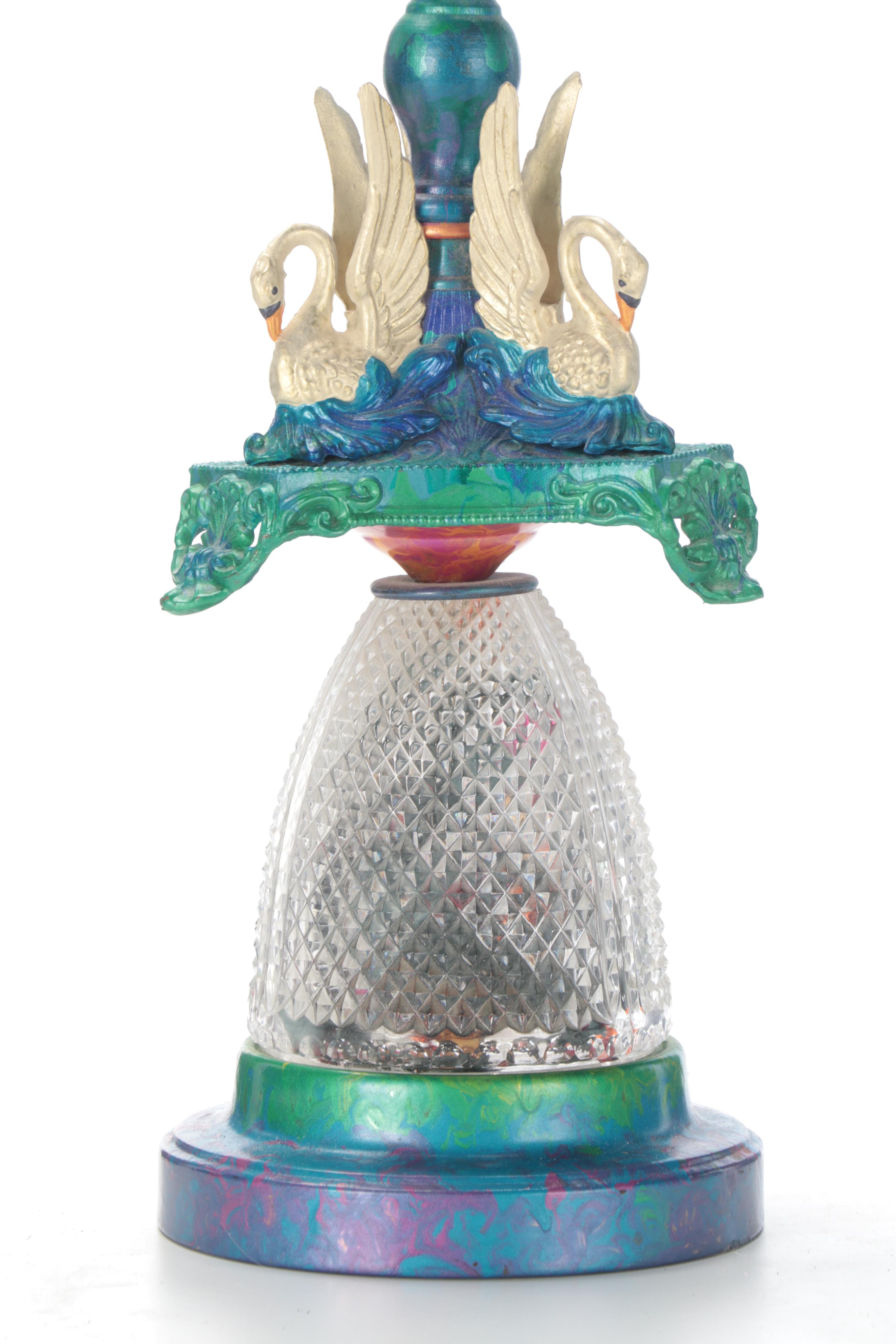 Alden Willard Cole Hand-Painted Multicolor Torchiere Table Lamp