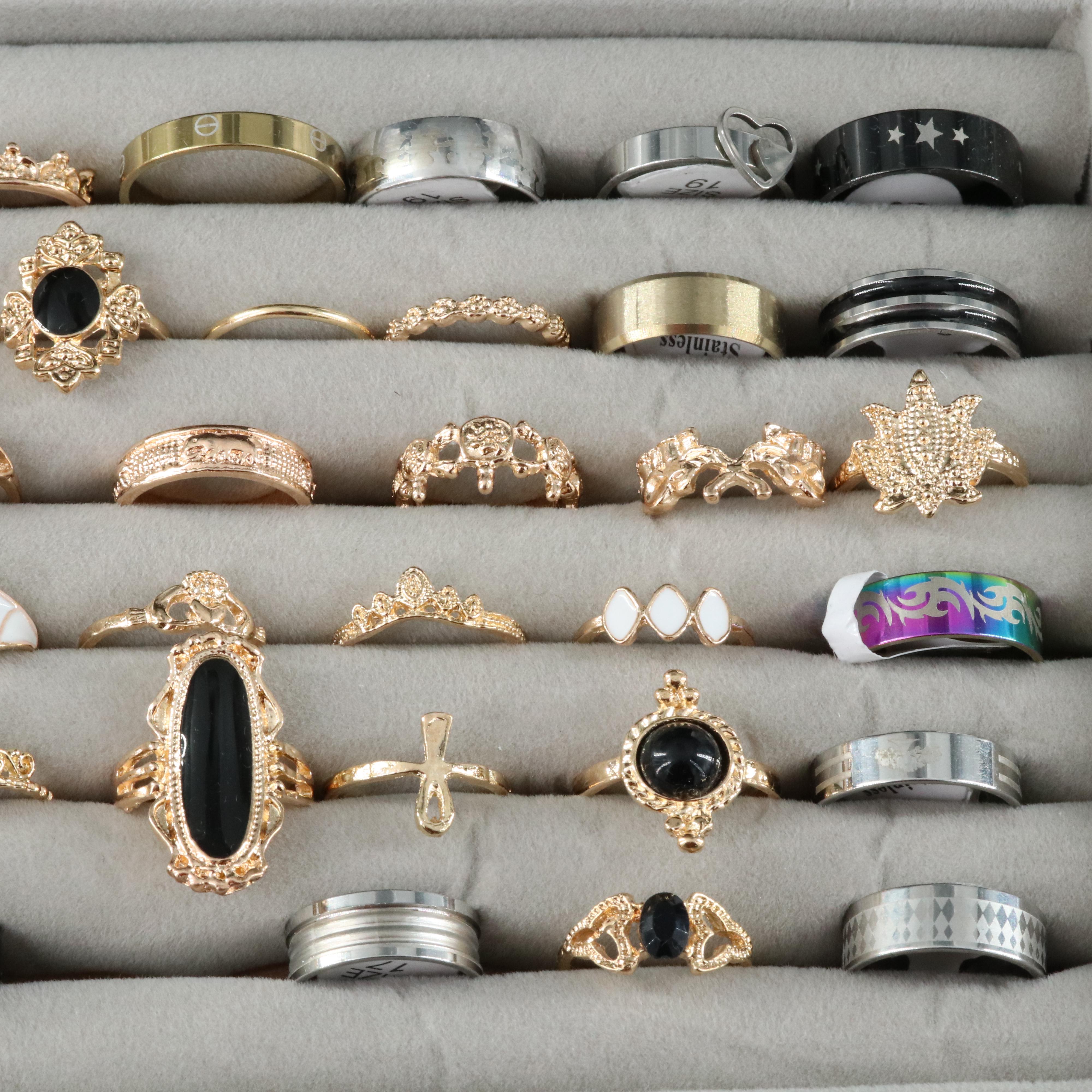 Stainless Steel Costume Rings Including Plastic