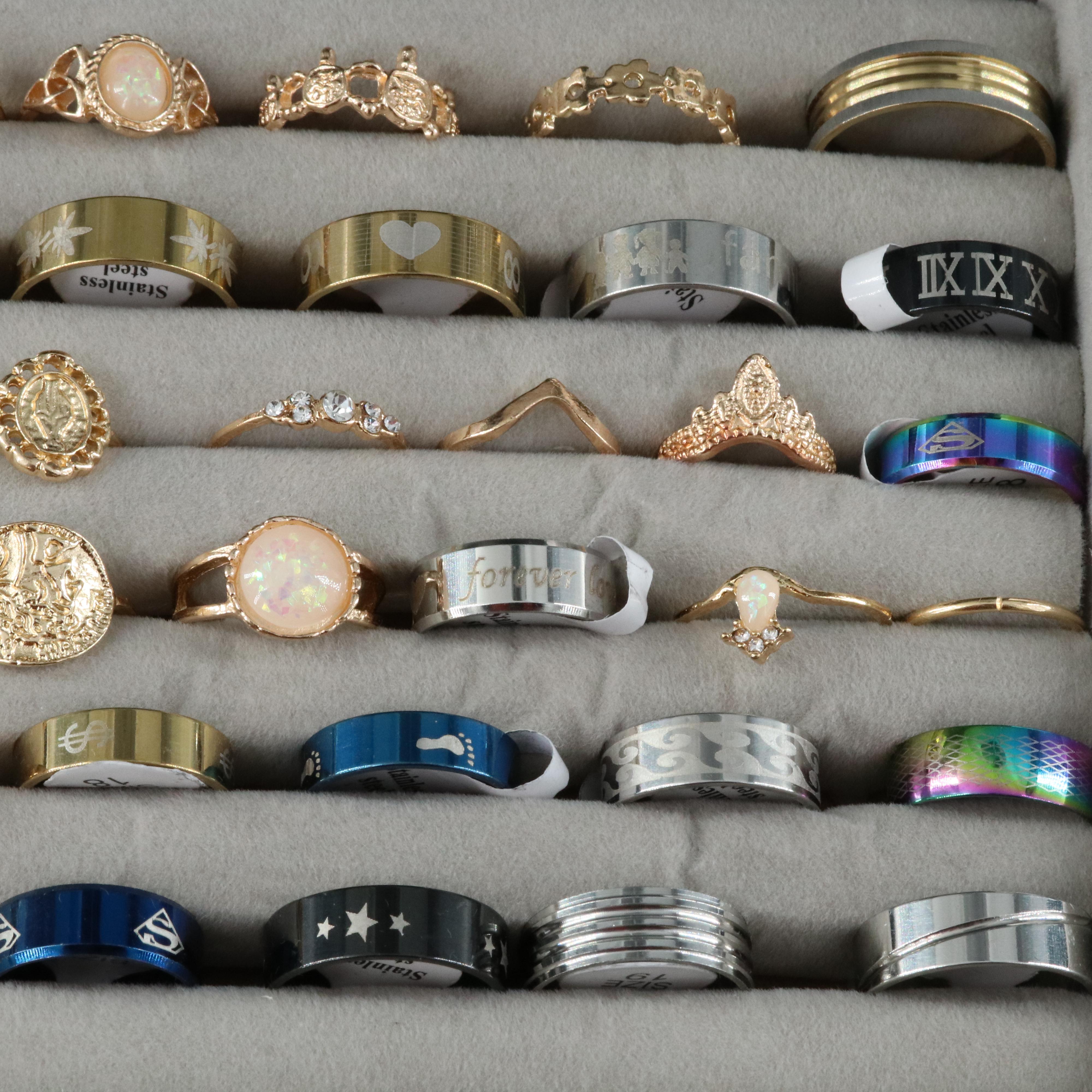 Stainless Steel Costume Rings Including Plastic