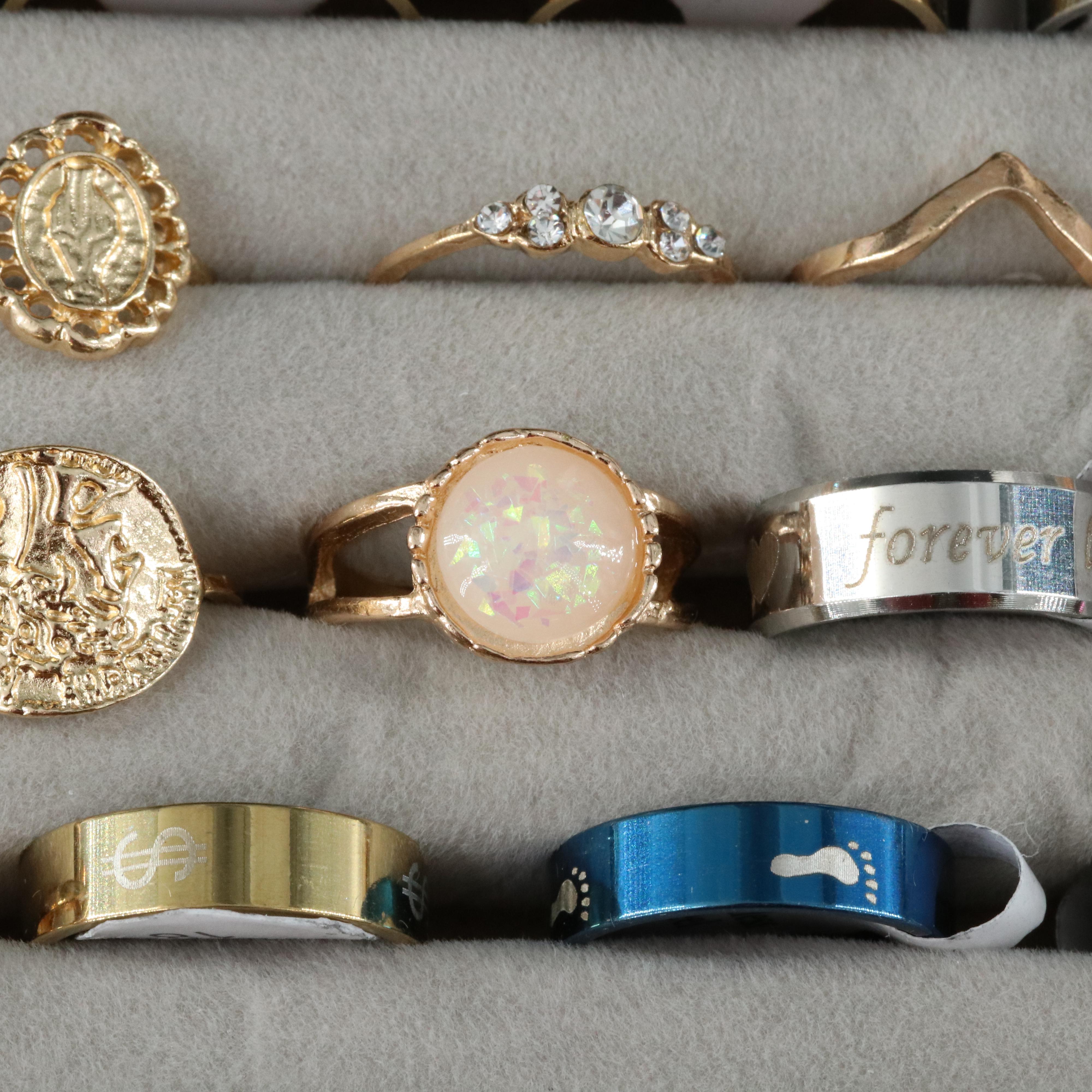 Stainless Steel Costume Rings Including Plastic