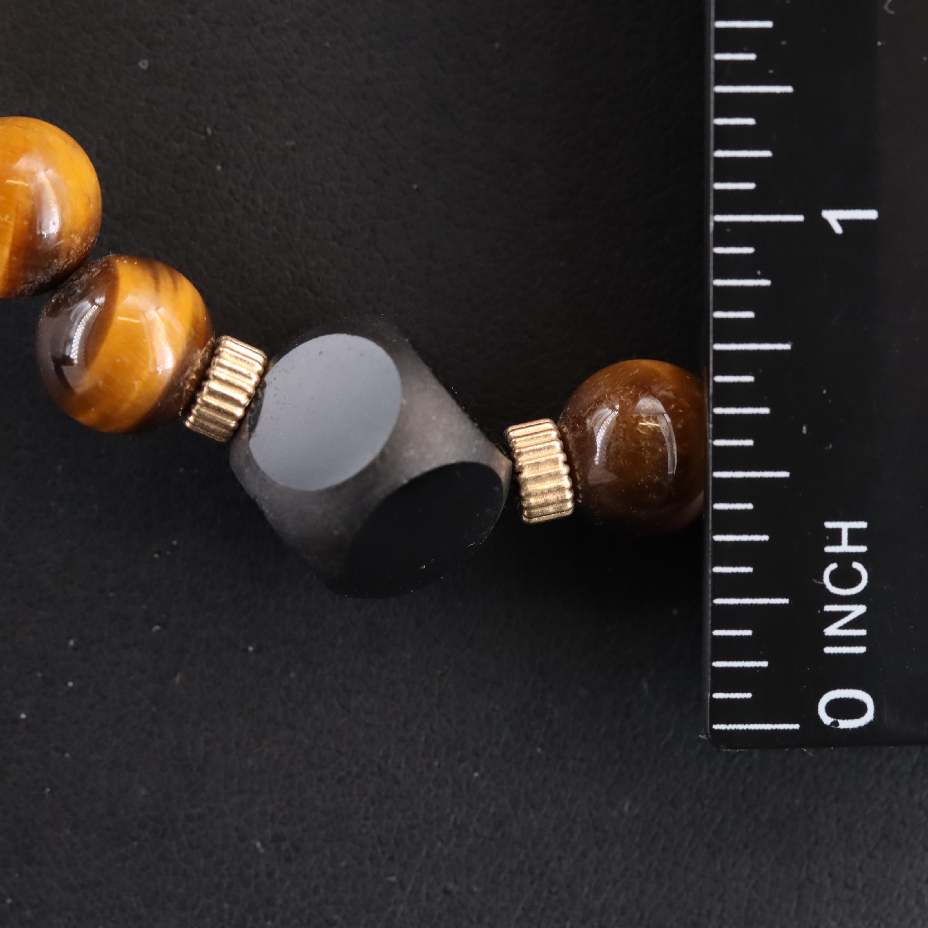 Tiger's Eye and Black Onyx Beaded Necklace
