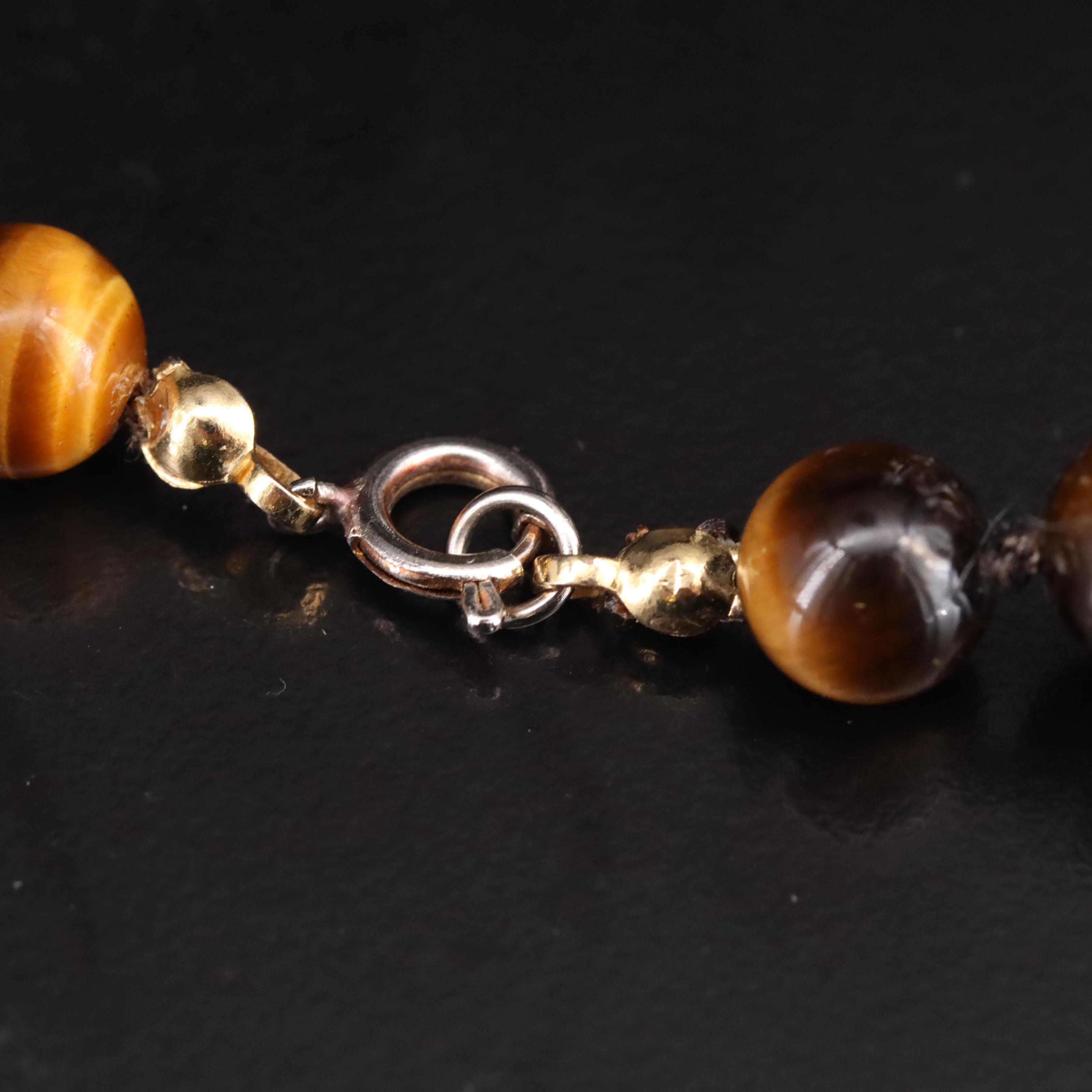 Tiger's Eye and Black Onyx Beaded Necklace