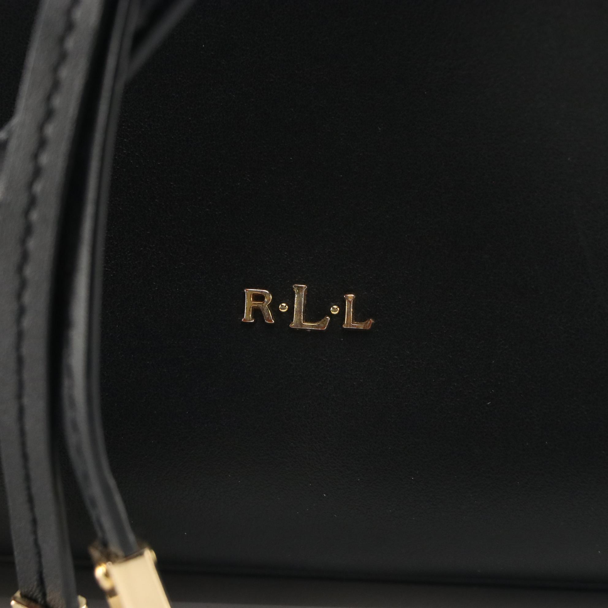 Lauren Ralph Lauren Dryden Debby Bucket Bag in Black and Red Smooth Leather