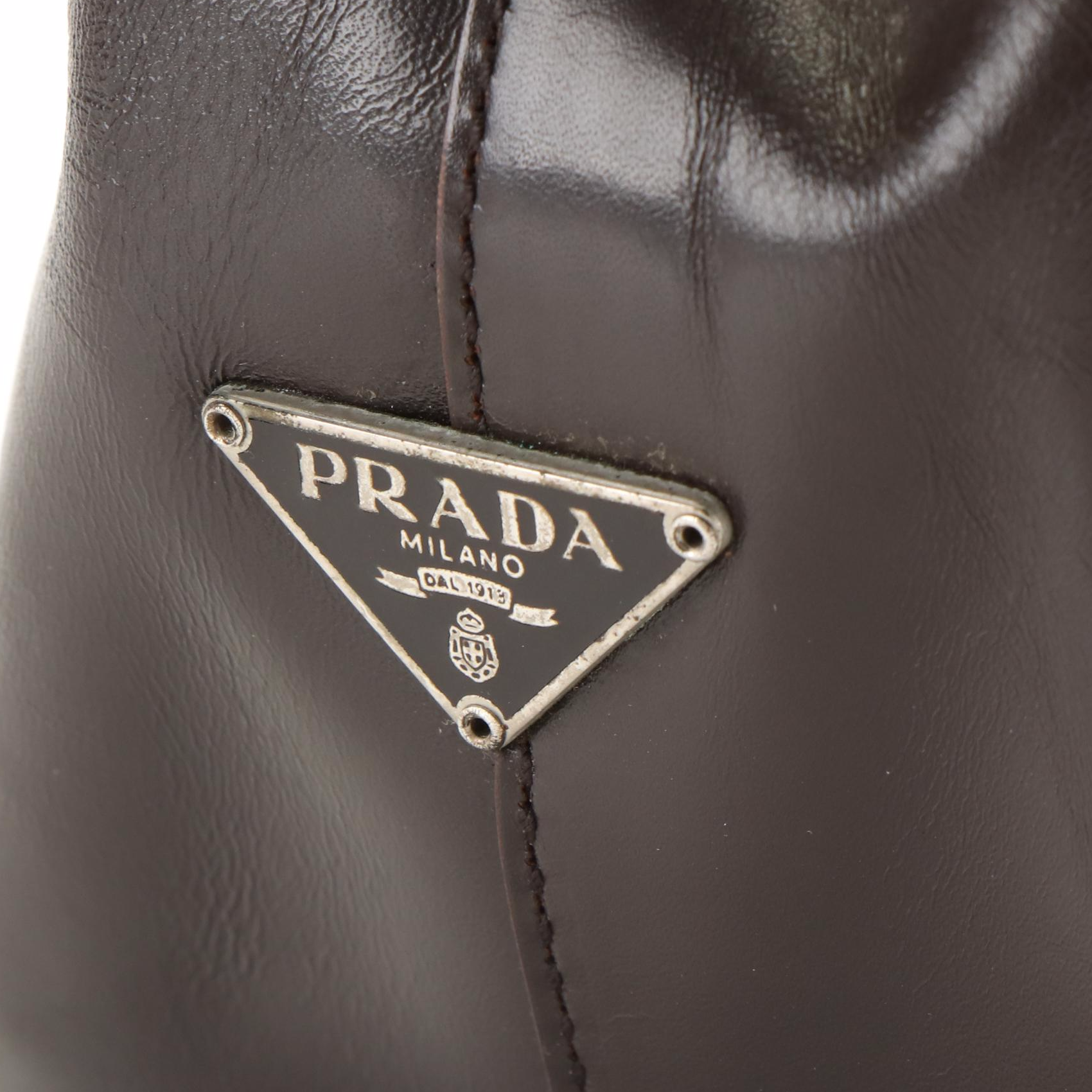 Prada Vitello Leather Kiss Lock Top Shoulder Bag