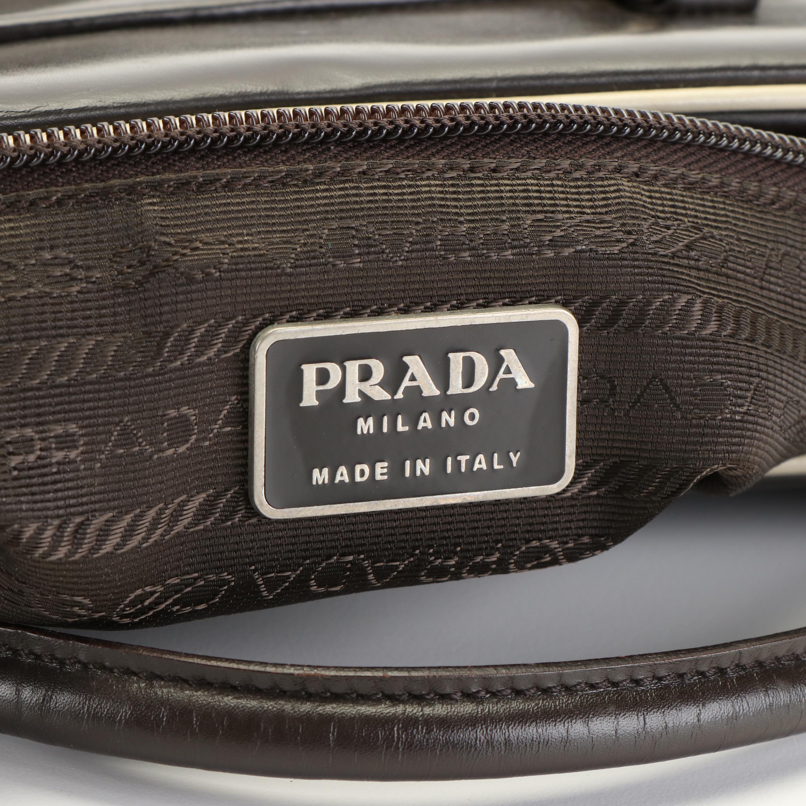 Prada Vitello Leather Kiss Lock Top Shoulder Bag