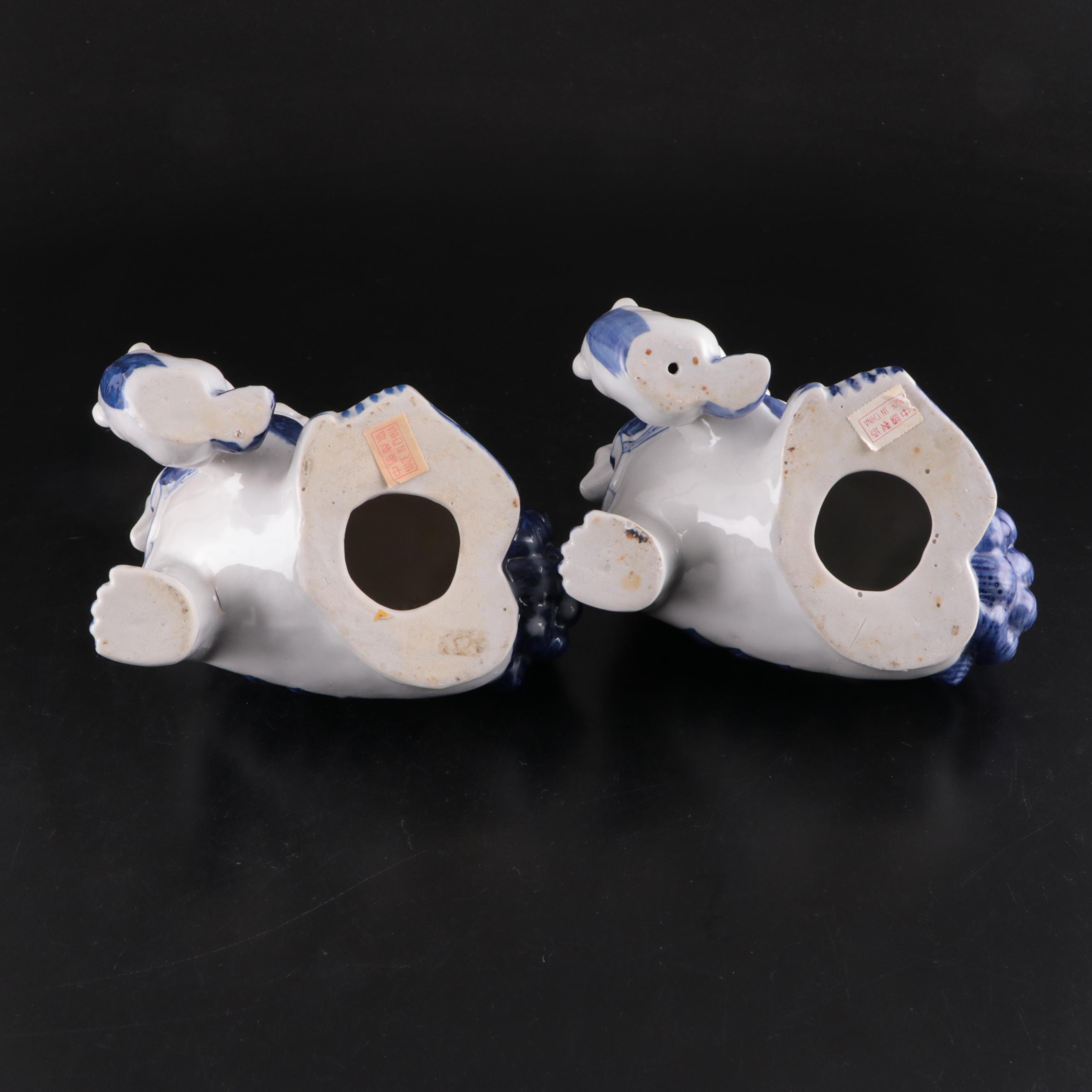 Japanes Okinawa Ceramic Shisa Decanter, Chinese Porcelain Guardian Lions