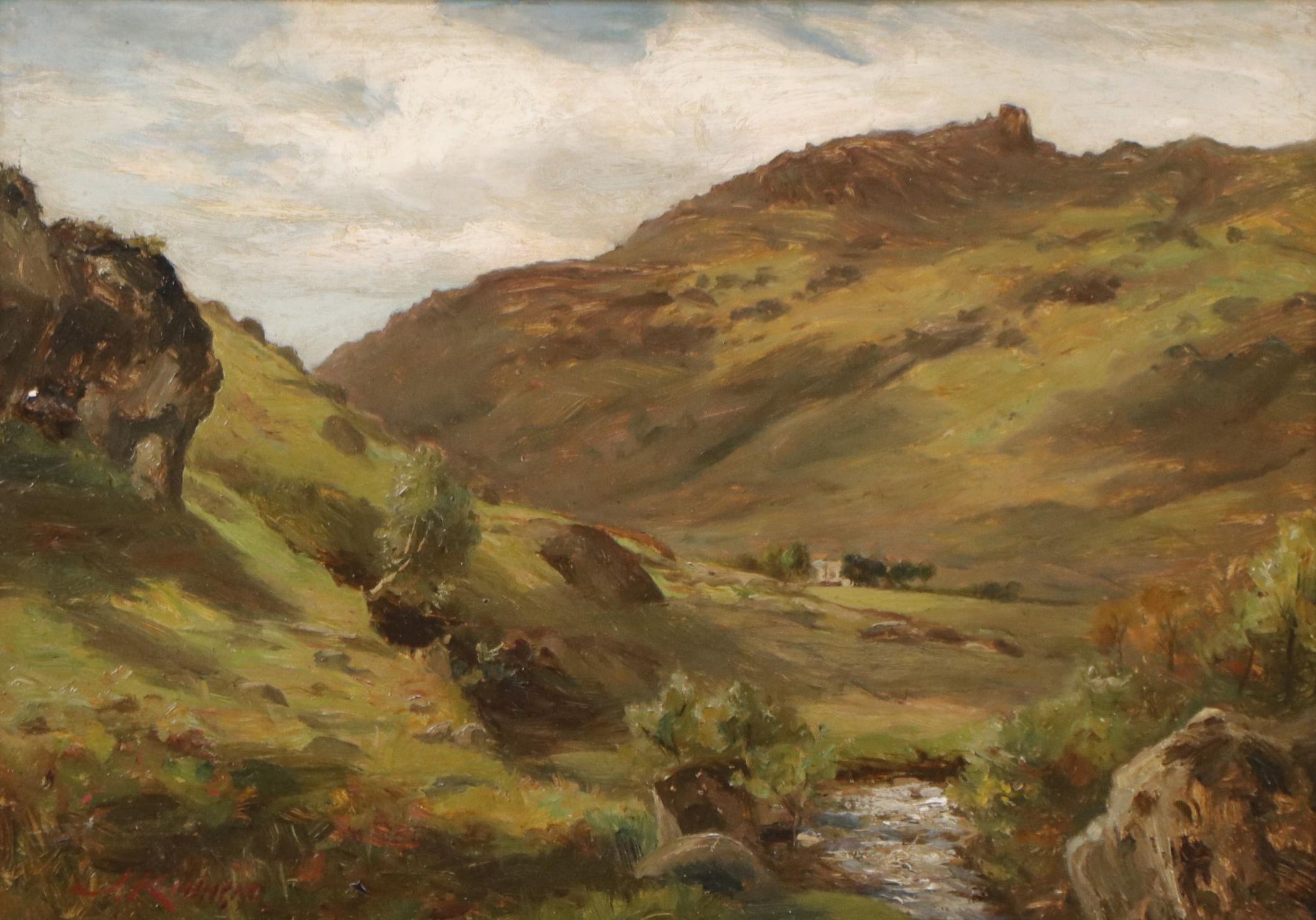 James Kinnear Oil Painting Landscape with Hills and Stream
