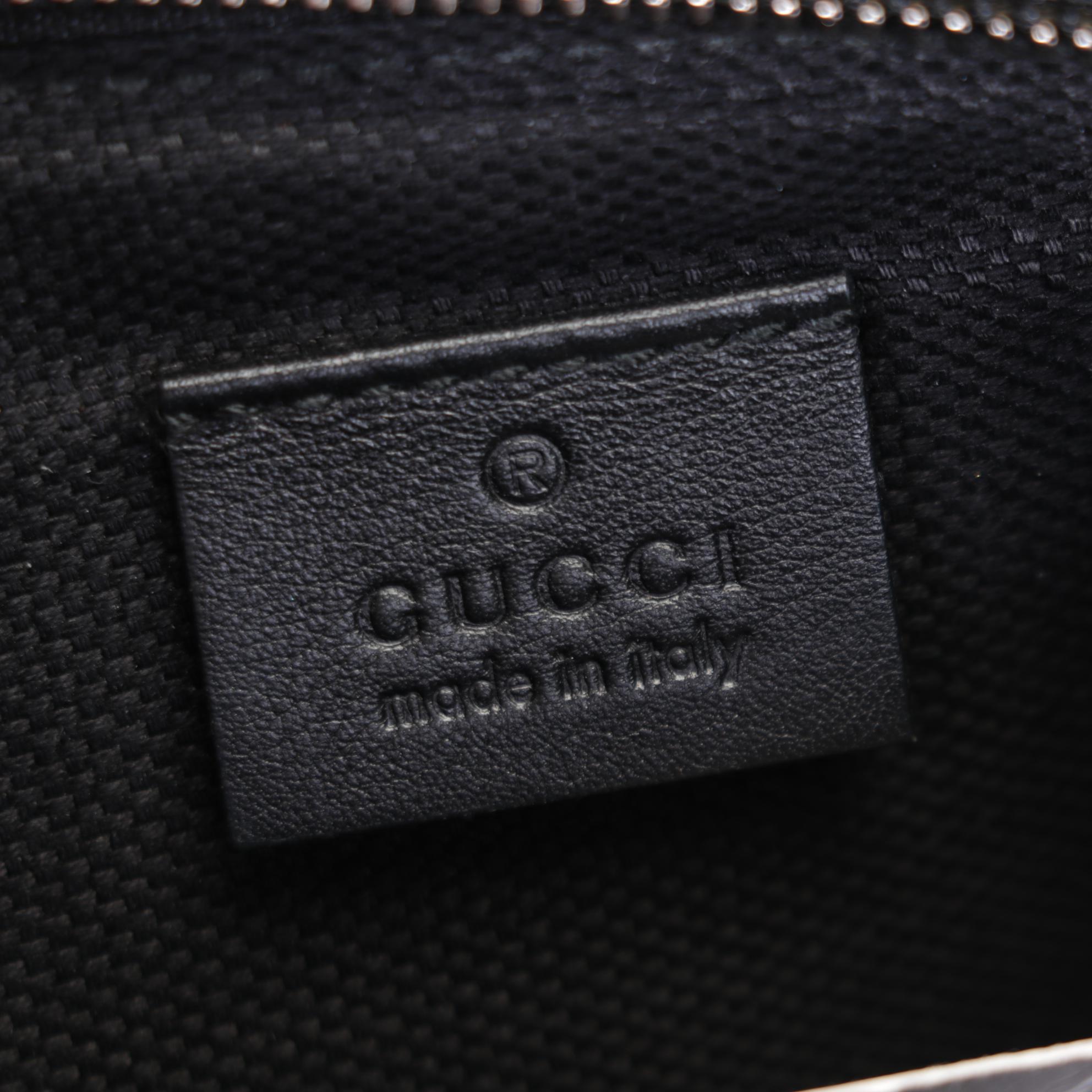 Gucci Crushed Black Patent Leather and Shearling Soho Chain Tote Bag