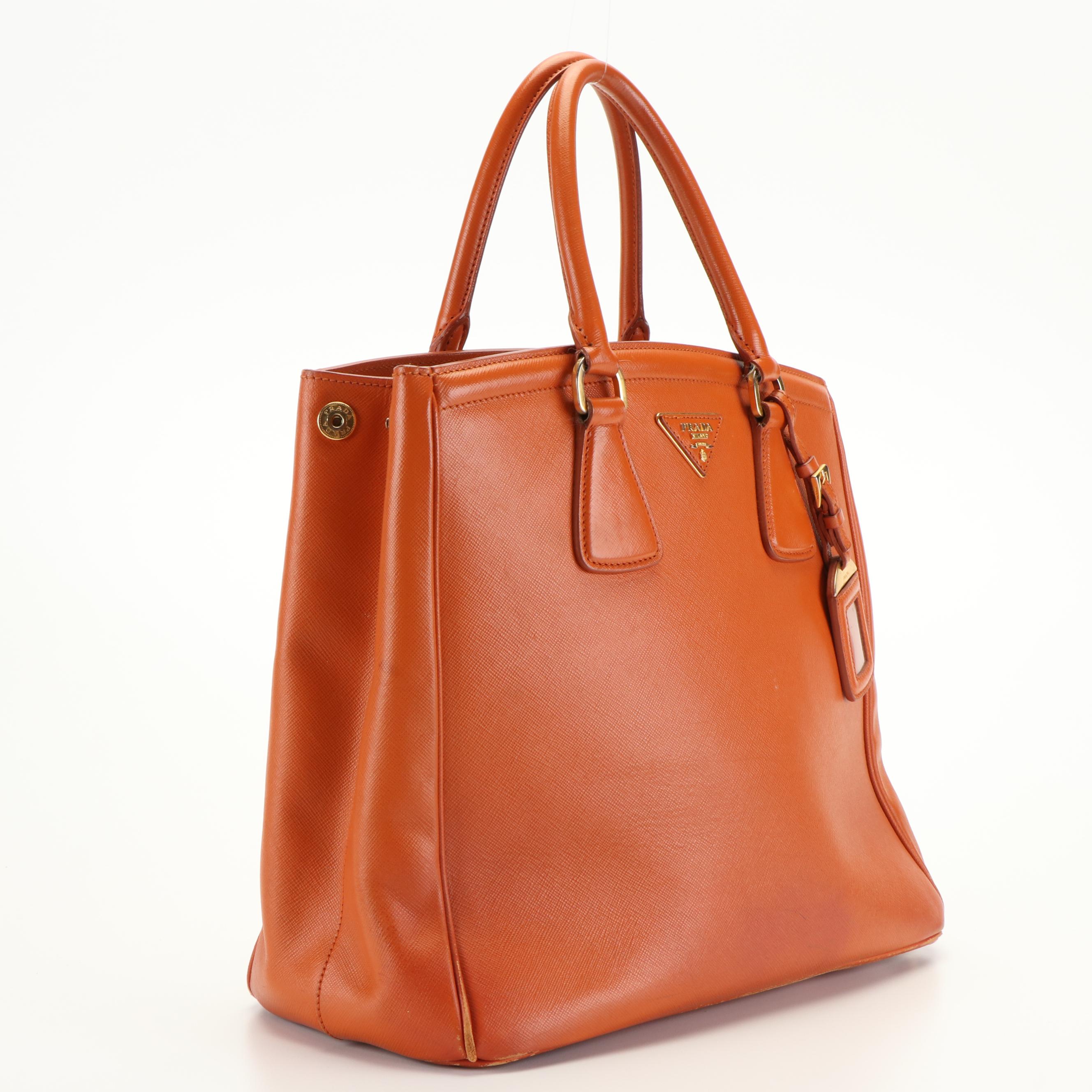 Prada Tote in Orange Saffiano Lux Leather