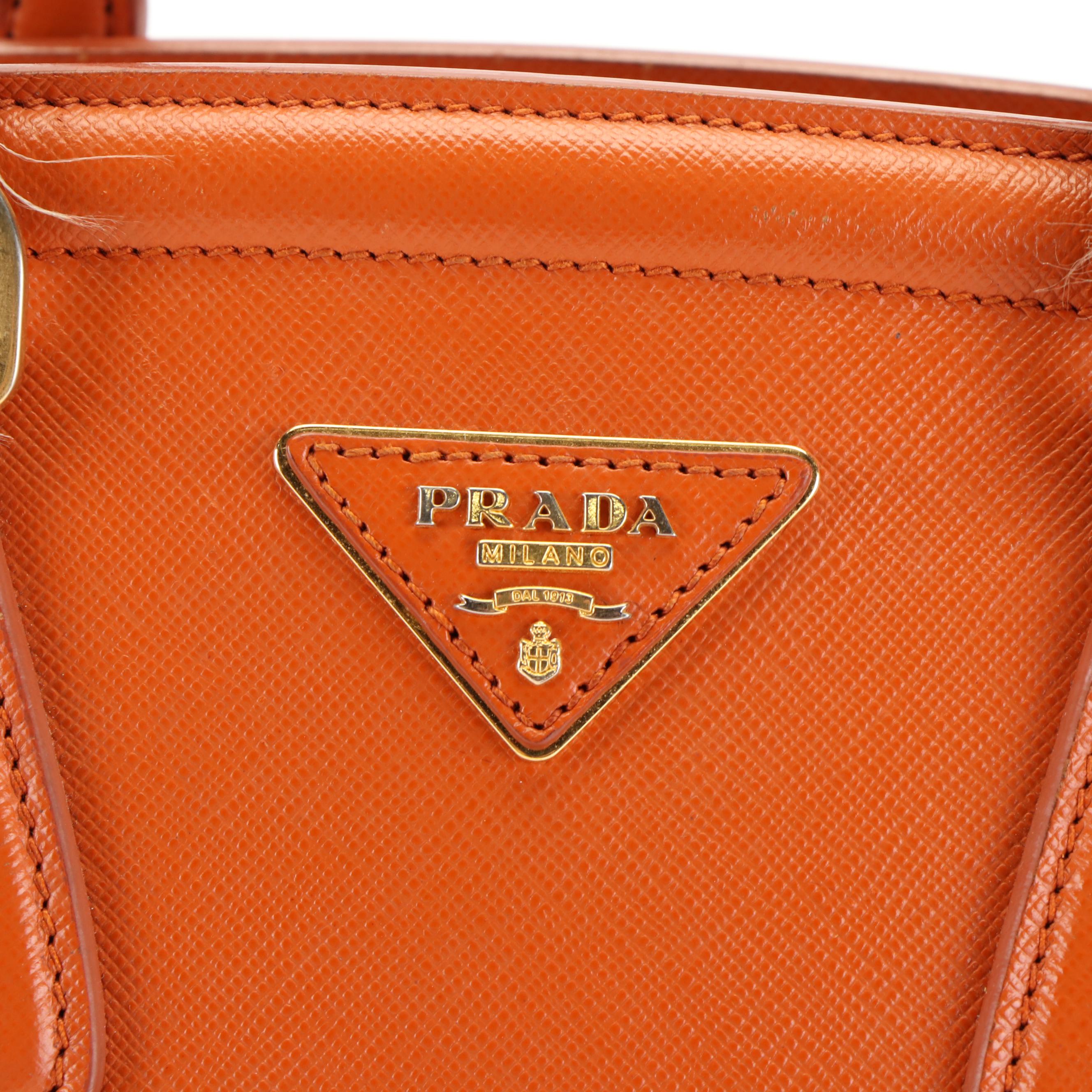 Prada Tote in Orange Saffiano Lux Leather