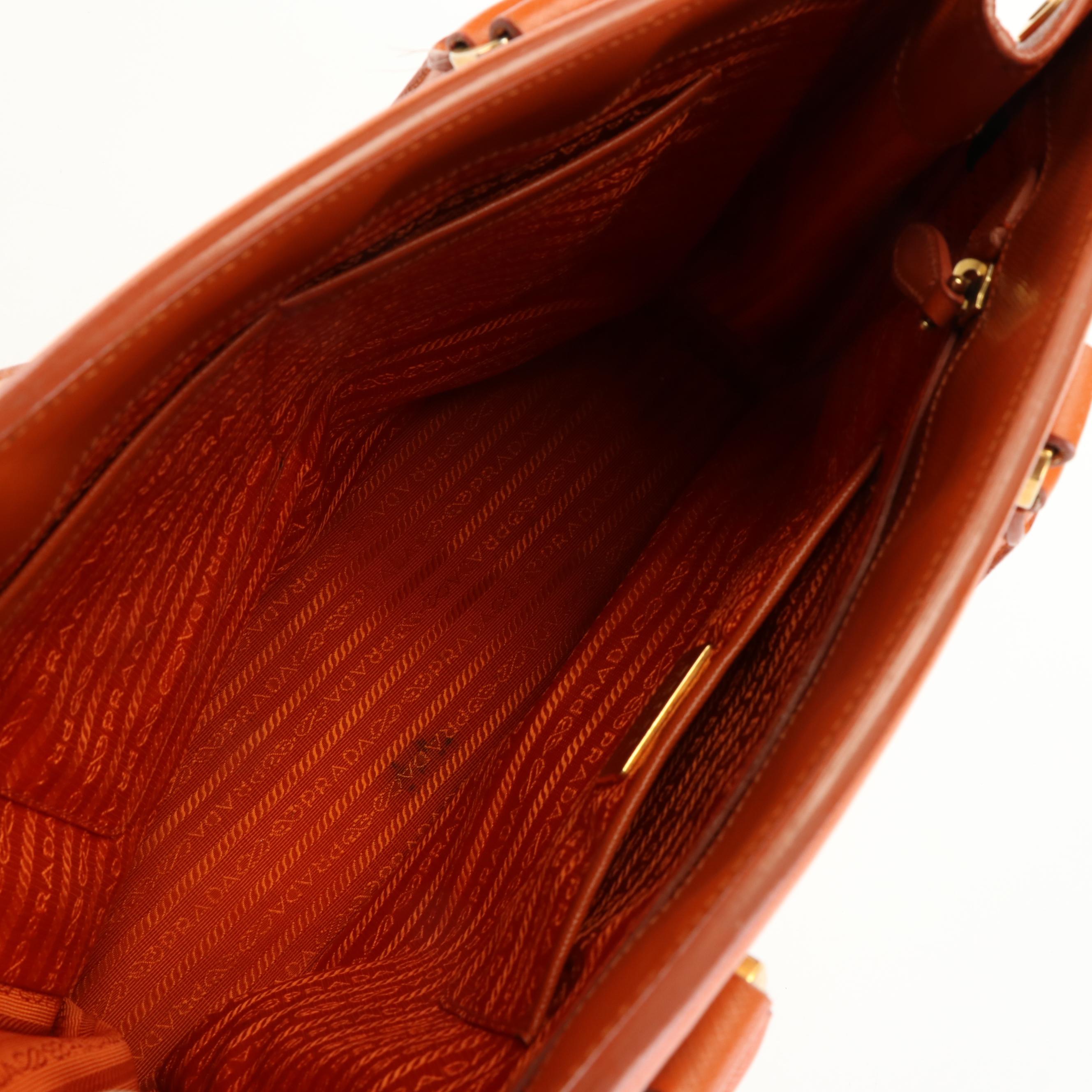 Prada Tote in Orange Saffiano Lux Leather