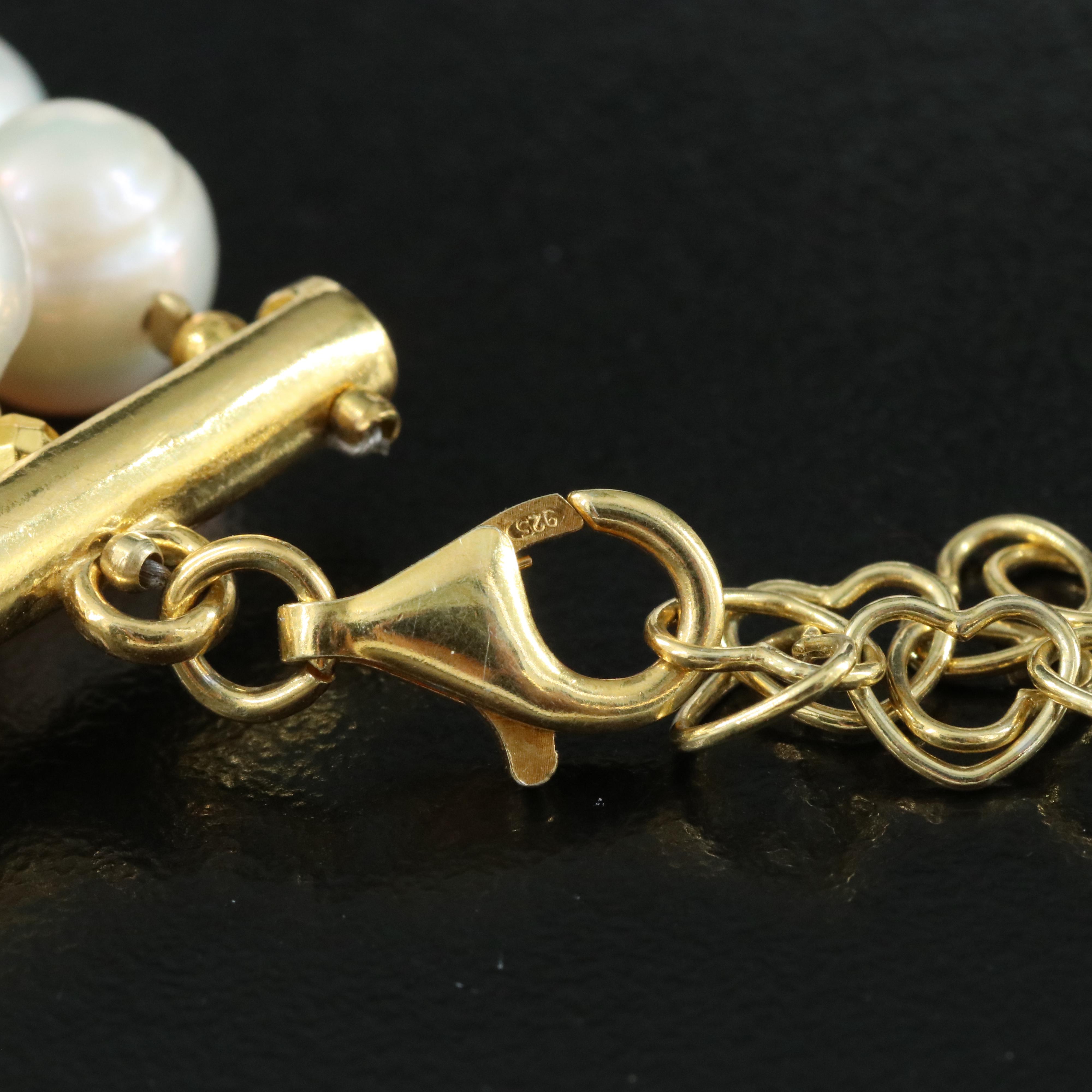 Sterling Pearl and Tourmaline Floral Necklace