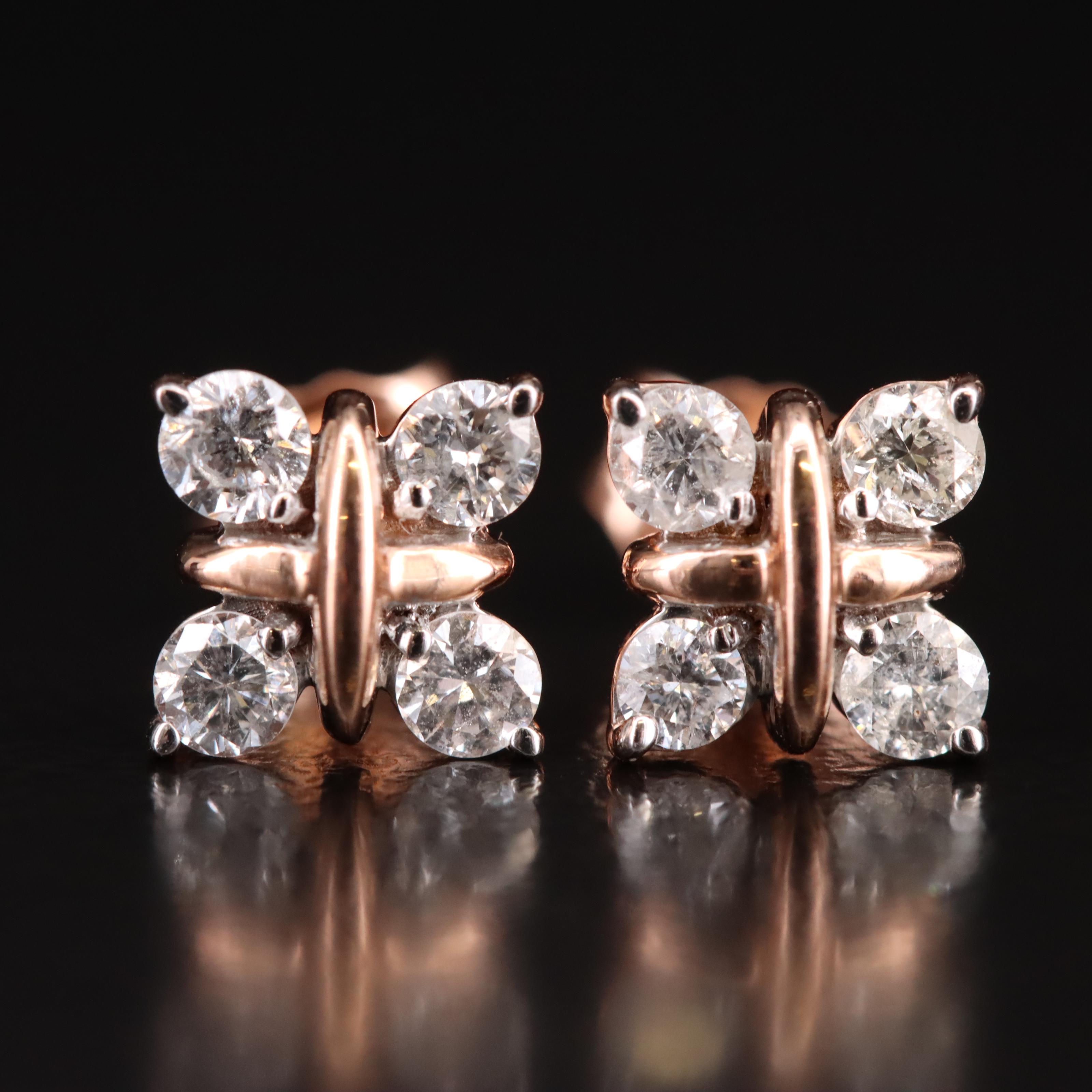 14K Rose Gold 0.50 CTW Diamond Earrings