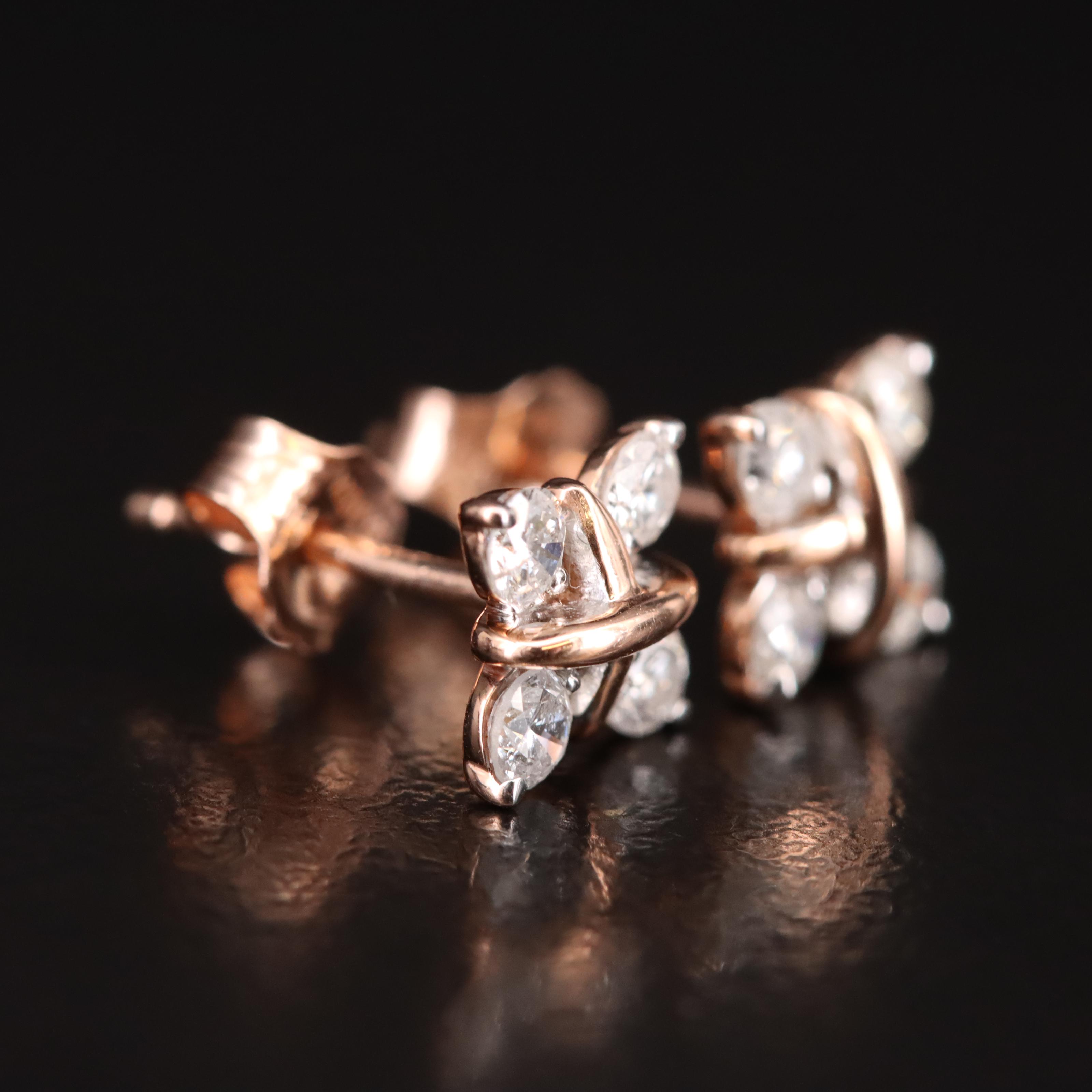 14K Rose Gold 0.50 CTW Diamond Earrings