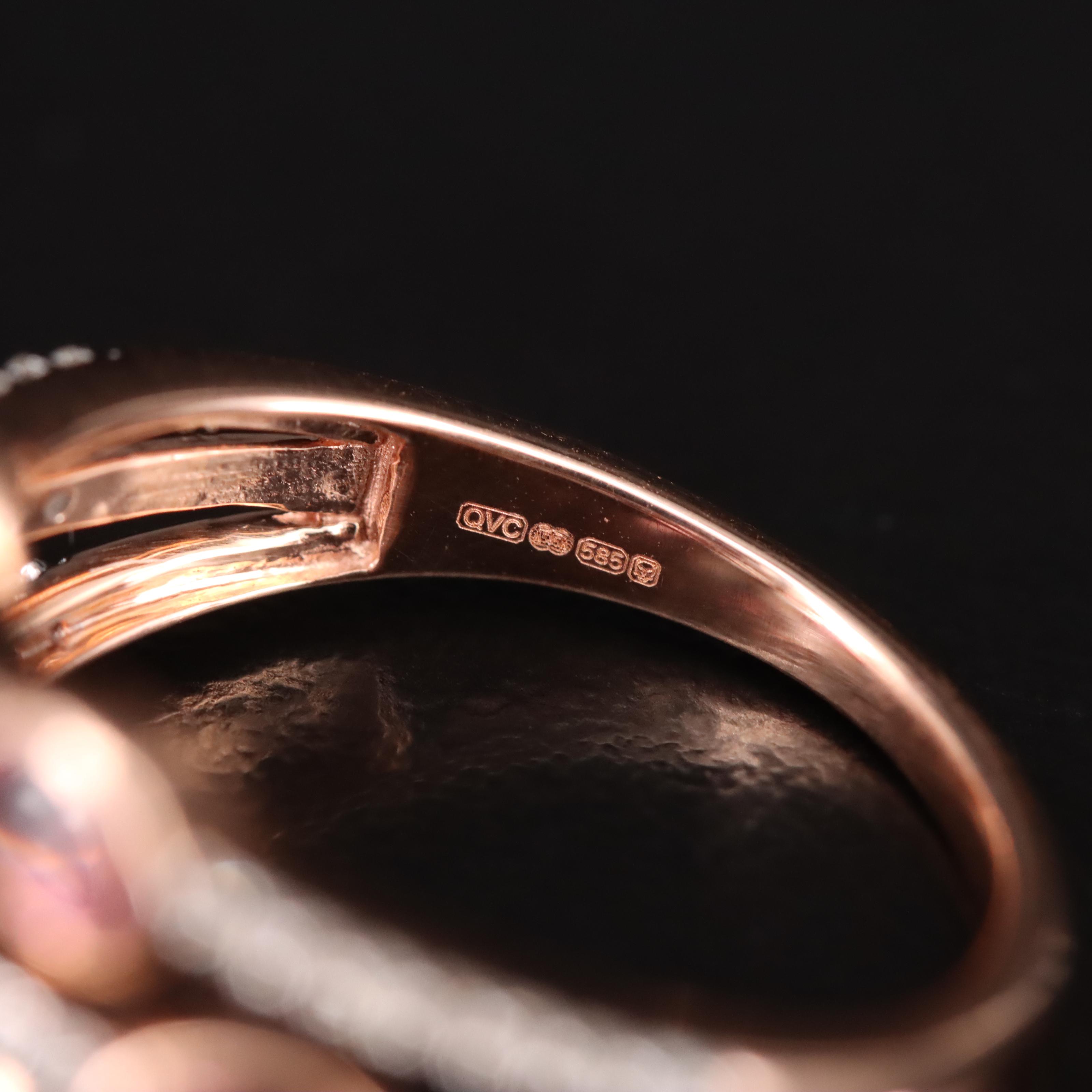10K Rose Gold Pink Tourmaline and Diamond Ring