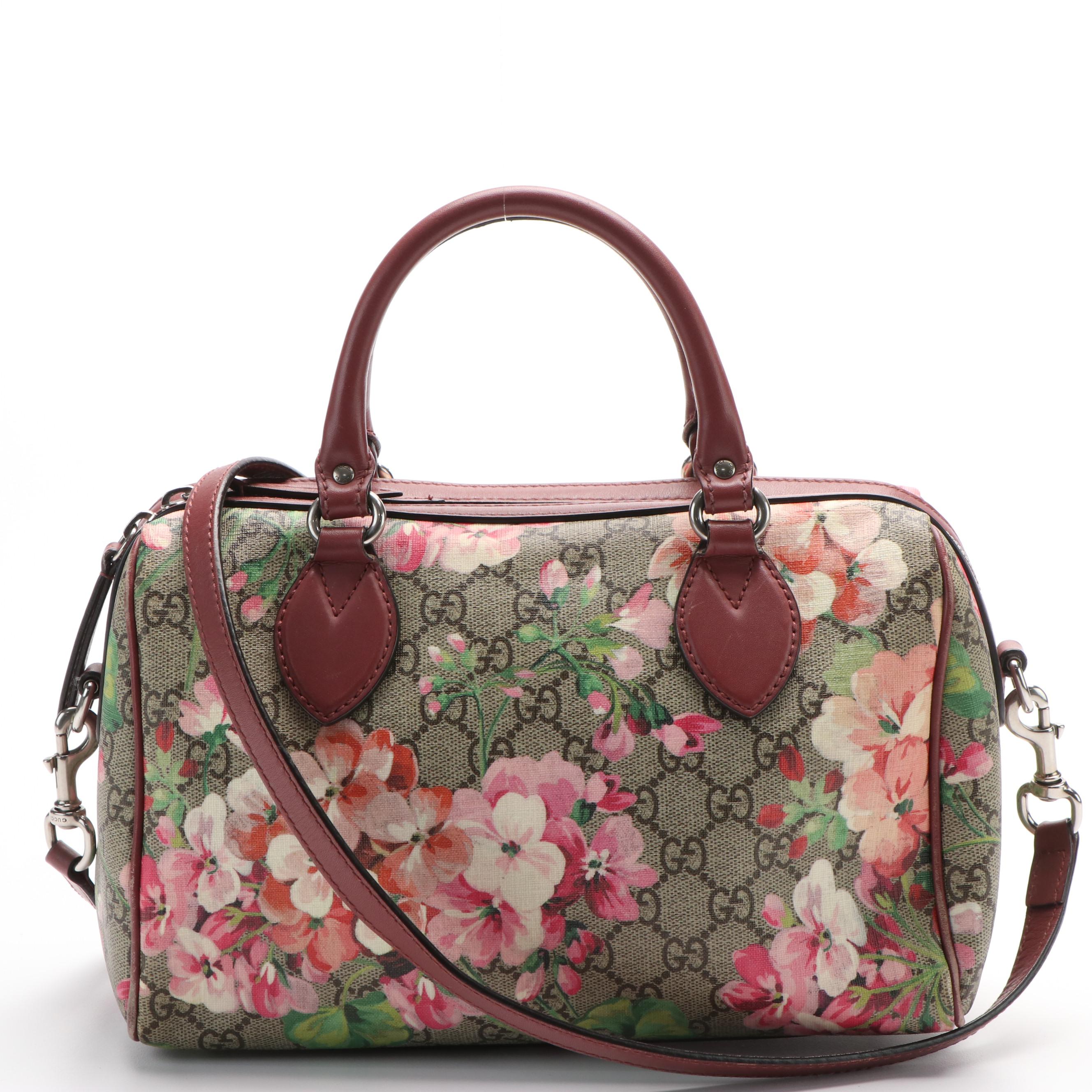 Gucci GG Blooms Supreme Canvas and Leather Boston Bag