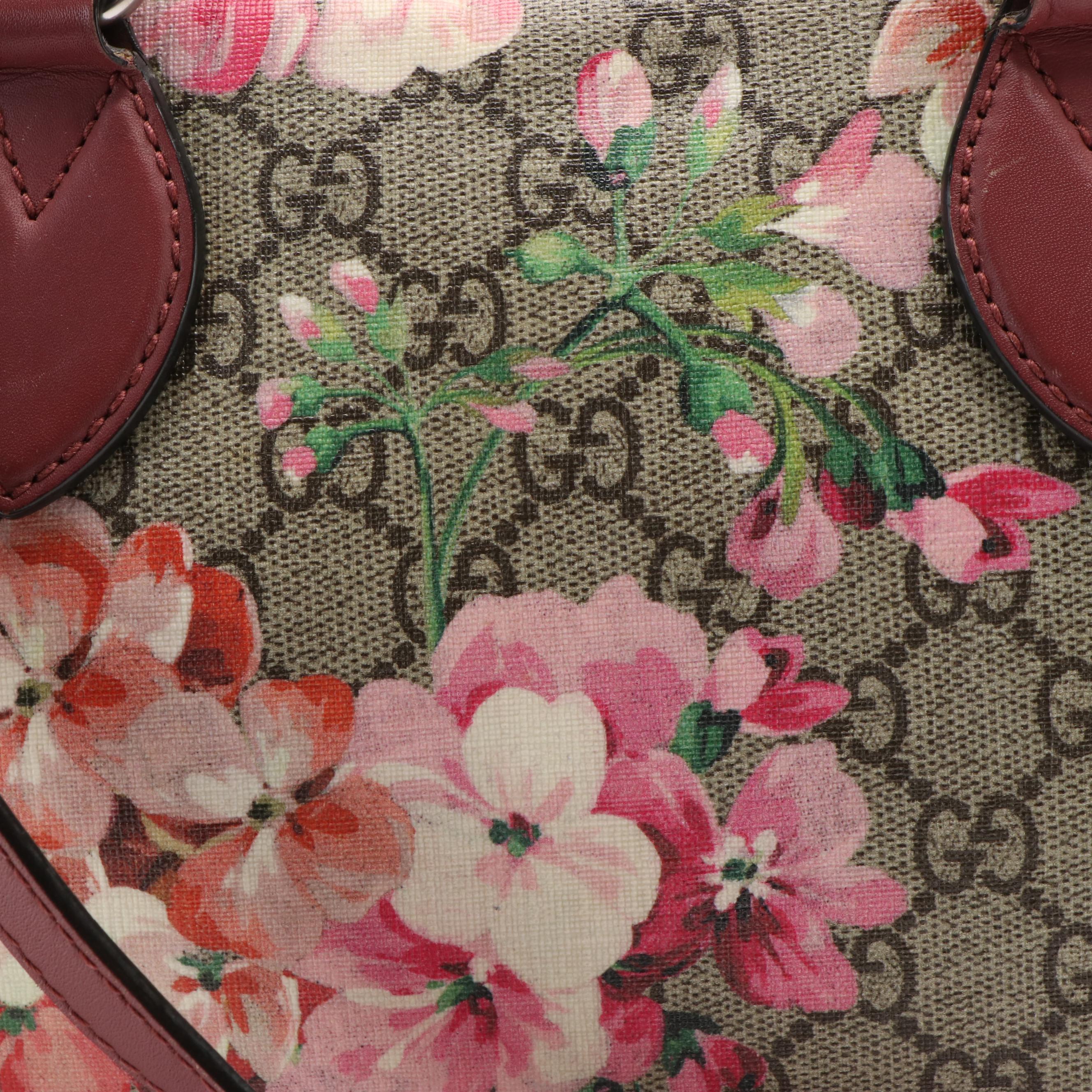 Gucci GG Blooms Supreme Canvas and Leather Boston Bag