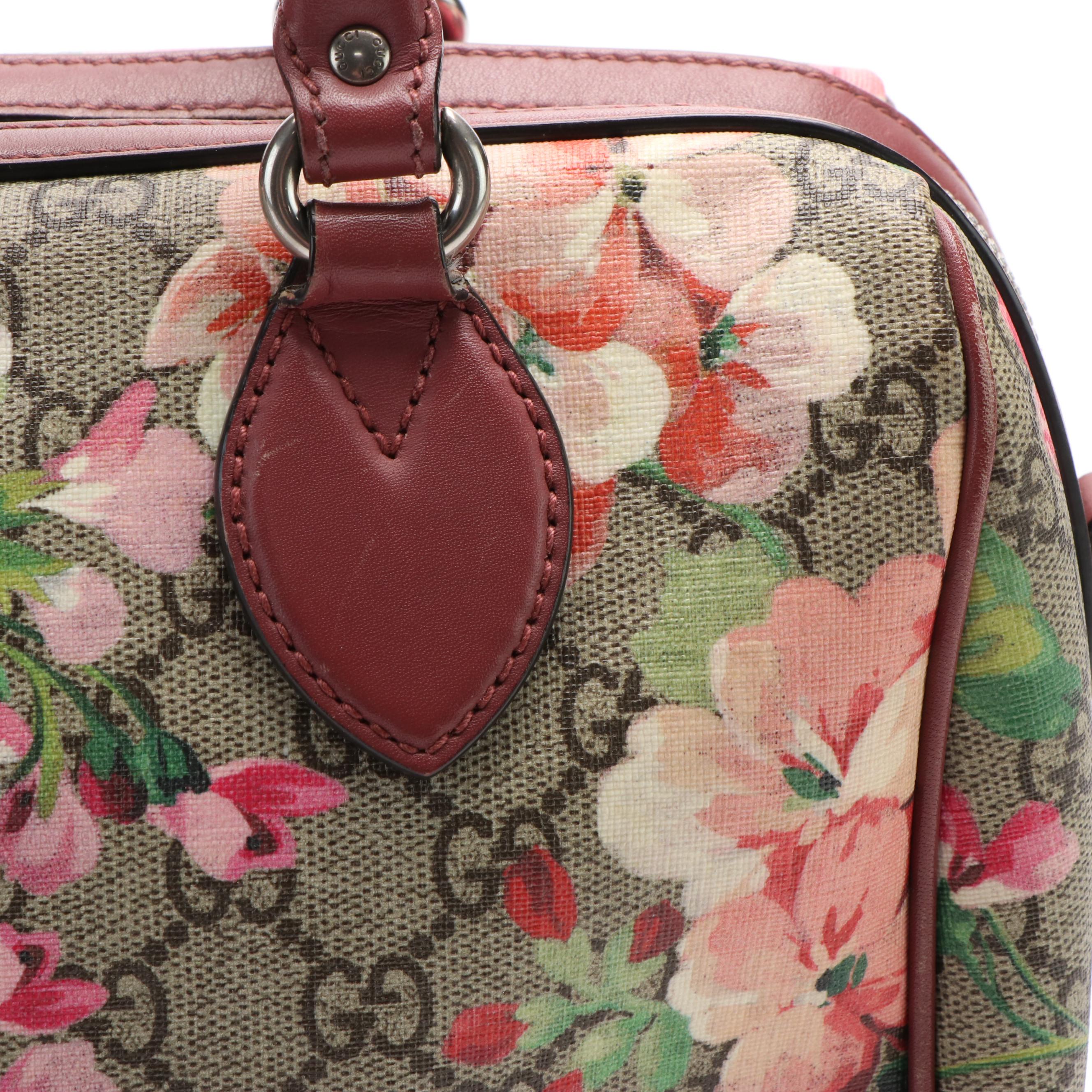 Gucci GG Blooms Supreme Canvas and Leather Boston Bag
