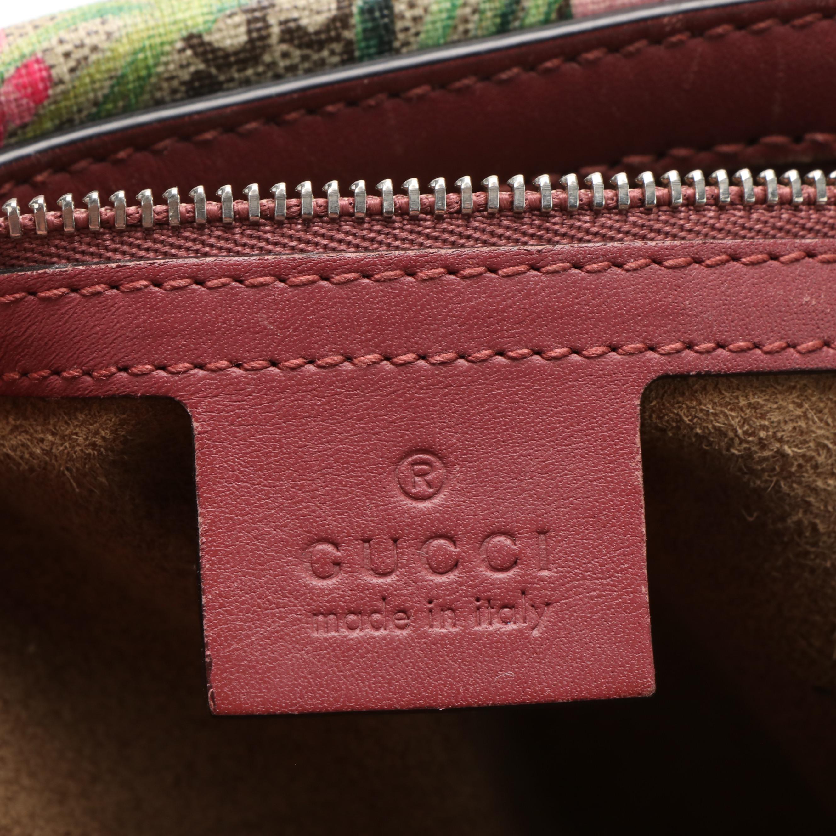 Gucci GG Blooms Supreme Canvas and Leather Boston Bag