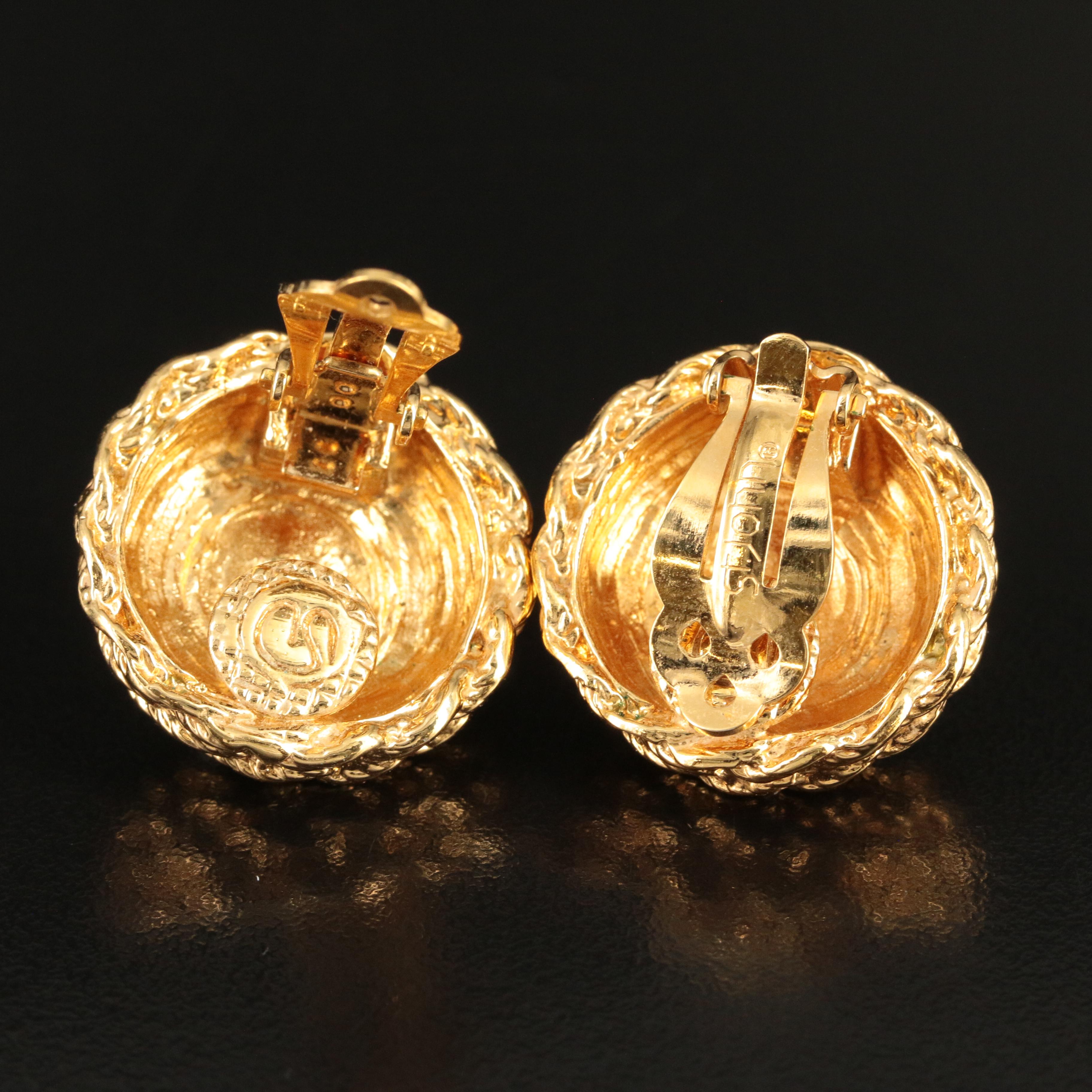 St. John Rope and Faux Pearl Button Earrings