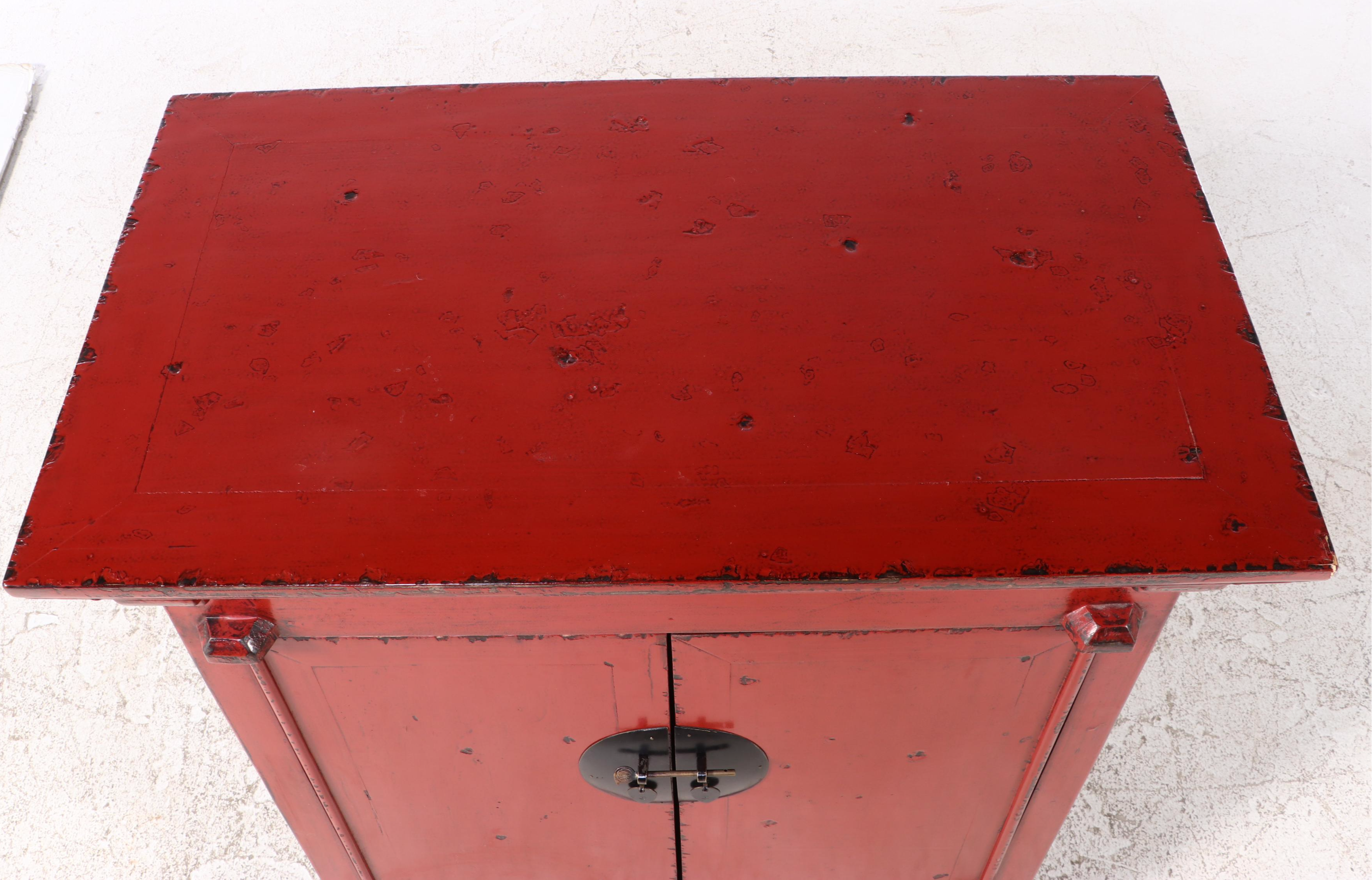 Chinese Red and Black-Lacquered Cabinet