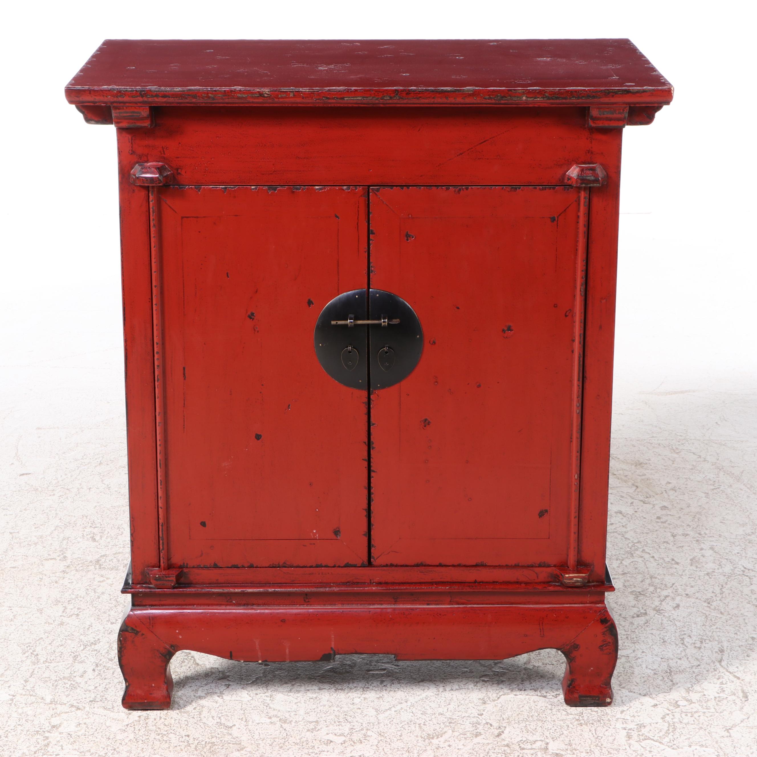 Chinese Red and Black-Lacquered Cabinet