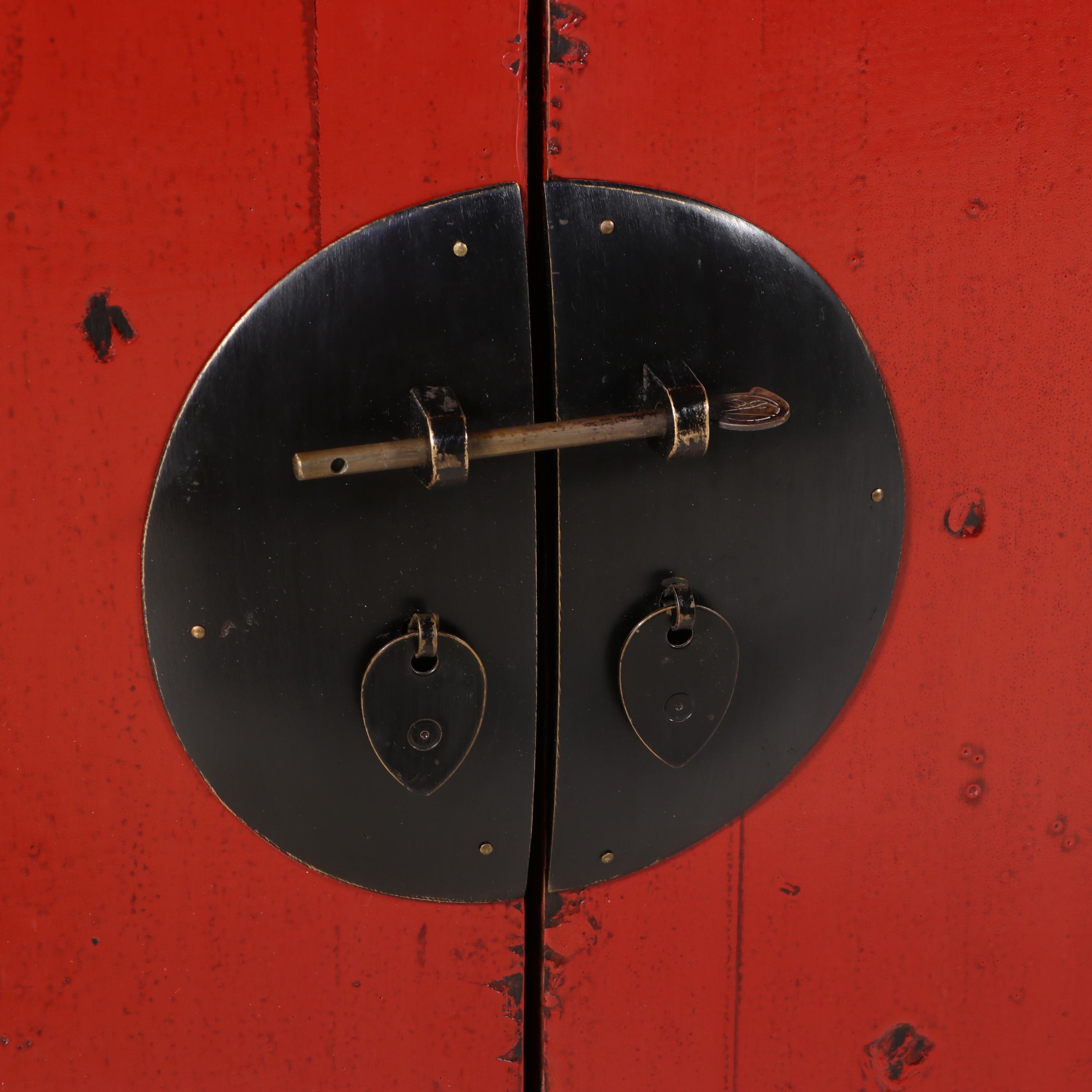 Chinese Red and Black-Lacquered Cabinet