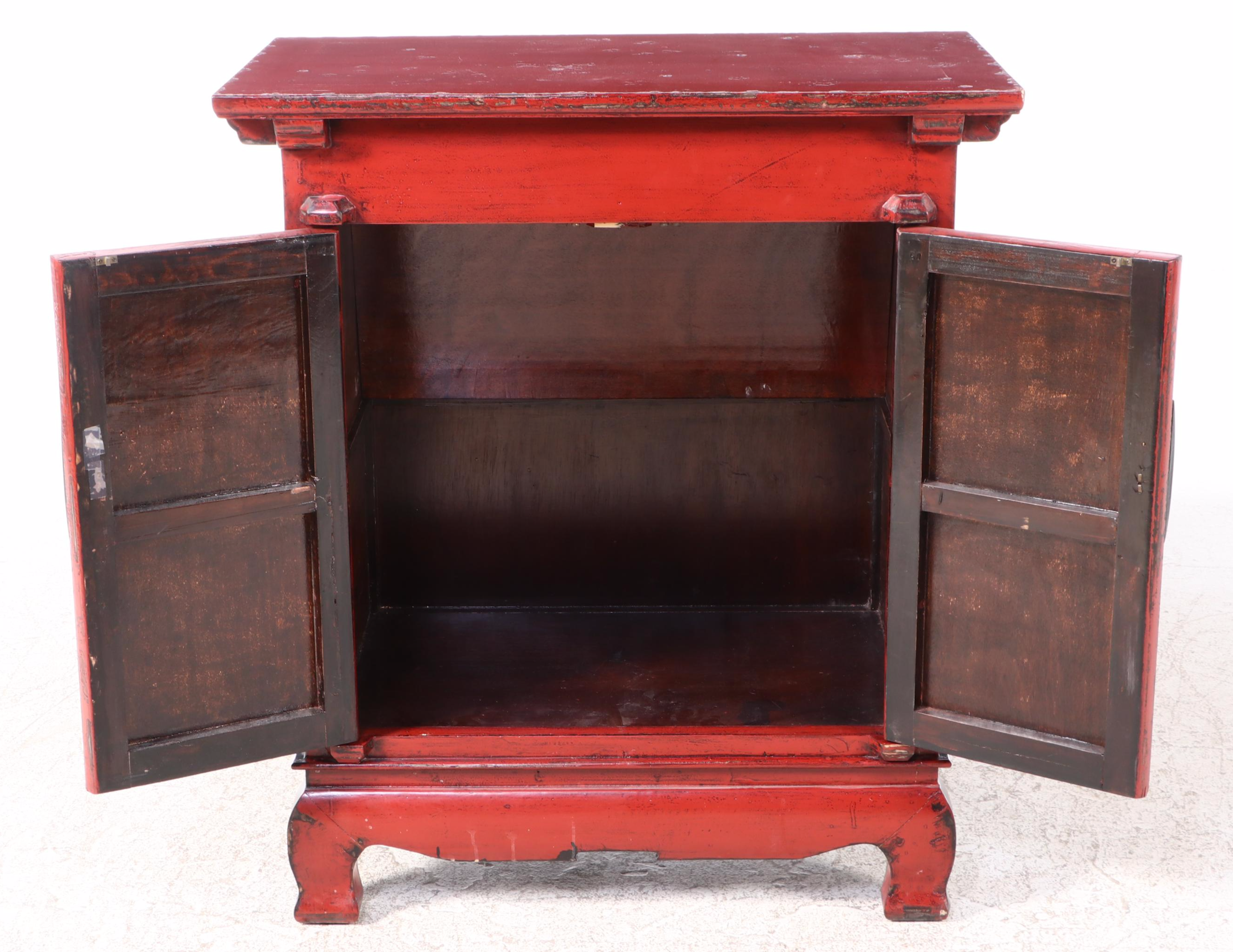 Chinese Red and Black-Lacquered Cabinet