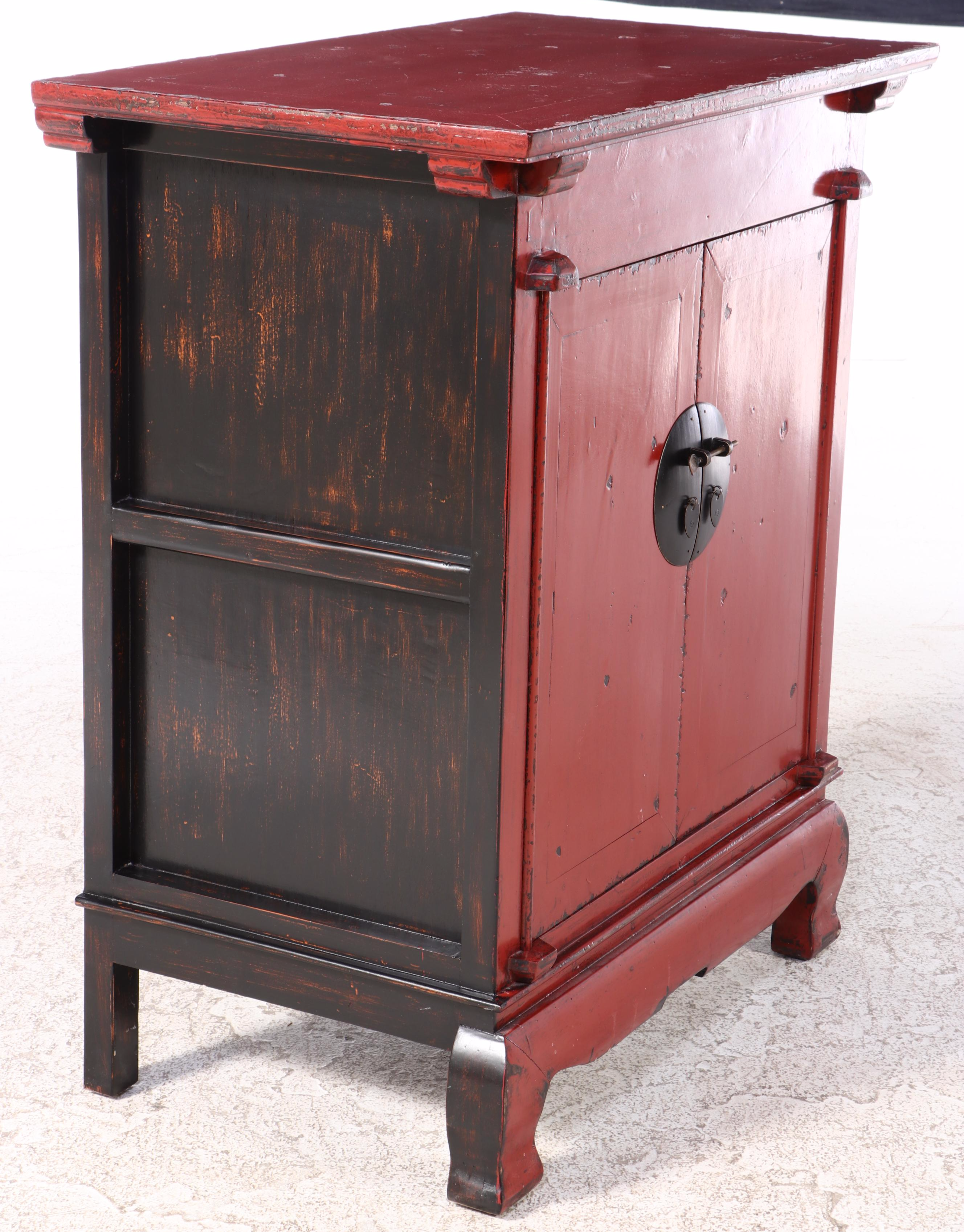 Chinese Red and Black-Lacquered Cabinet